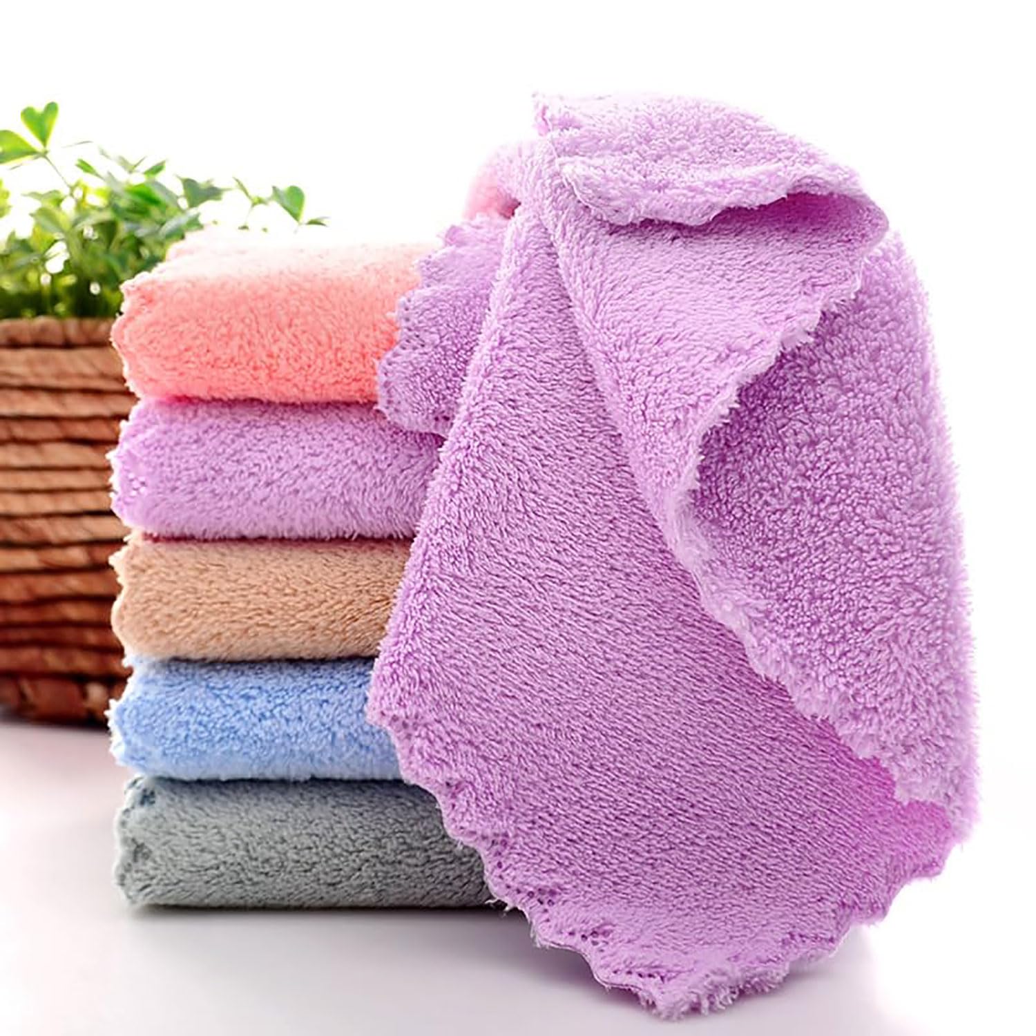 ALOUD CREATIONS 12-Pack Ultra Soft Microfiber Face Towels - 25x25cm Gentle Absorbent Handkerchiefs for Women, Kids & Newborn Babies | Perfect for Travel, Gym & Baby Care | Hypoallergenic Quick-Dry Towels