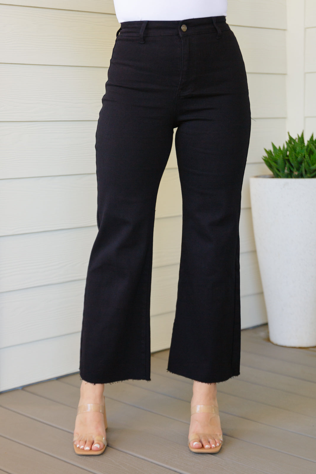 August High Rise Wide Leg Crop Jeans for Women - Black Denim Pants | Casual Streetwear, Summer Outfits & Boho Style