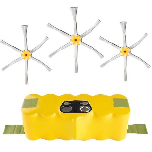 iRobot Roomba 560 500 600 700 Series Vacuum Cleaner Accessory Kit - Replacement Battery & 3 Side Brushes - Compatible with Roomba Robot Vacuums - Perfect for Home Cleaning & Pet Hair Removal