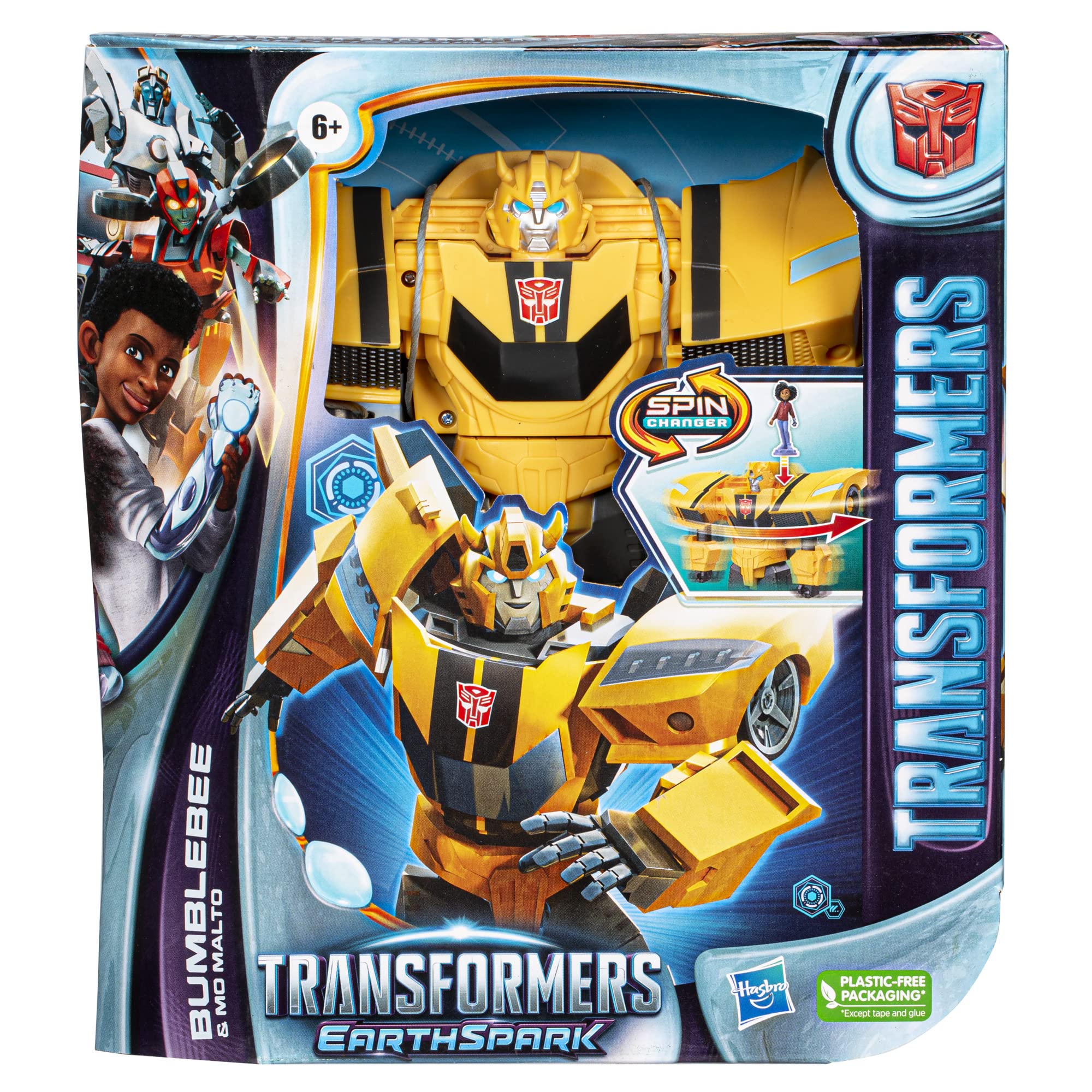 Transformers EarthSpark Spin Changer Bumblebee 8-Inch Action Figure with Mo Malto 2-Inch Figure - Kids Robot Toy for Boys & Girls Ages 6+ | Collectible Character for Playtime & Display