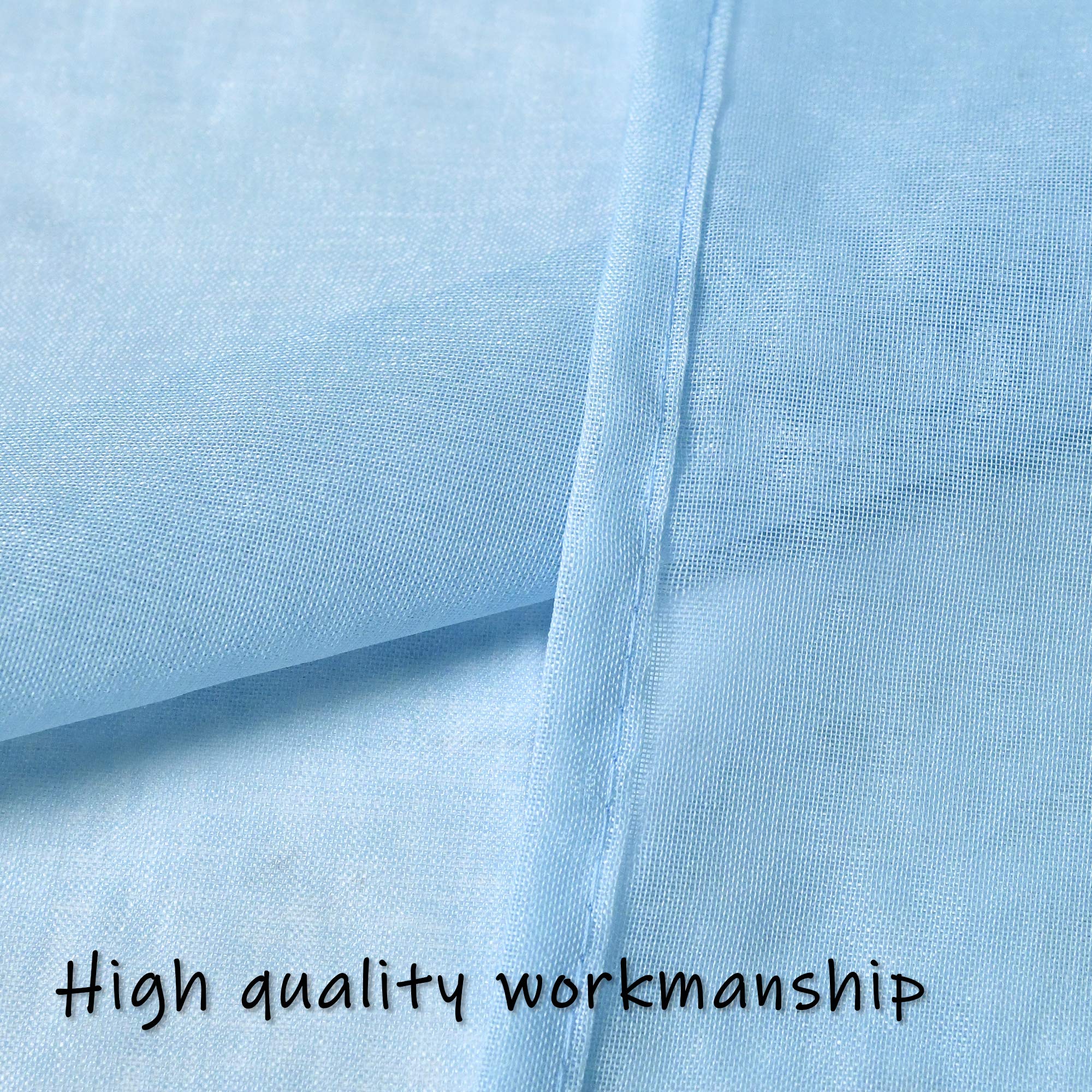 Baby Blue Short Sheer Kitchen Curtains 36 Inch - Semi-Sheer Tier Cafe Curtains with Rod Pocket, Linen Look Window Drapes for Privacy - Perfect for Basement, Bathroom & Small Windows (34x36 Inches) - Ideal for Kitchens, Breakfast Nooks & Cozy Home Decor