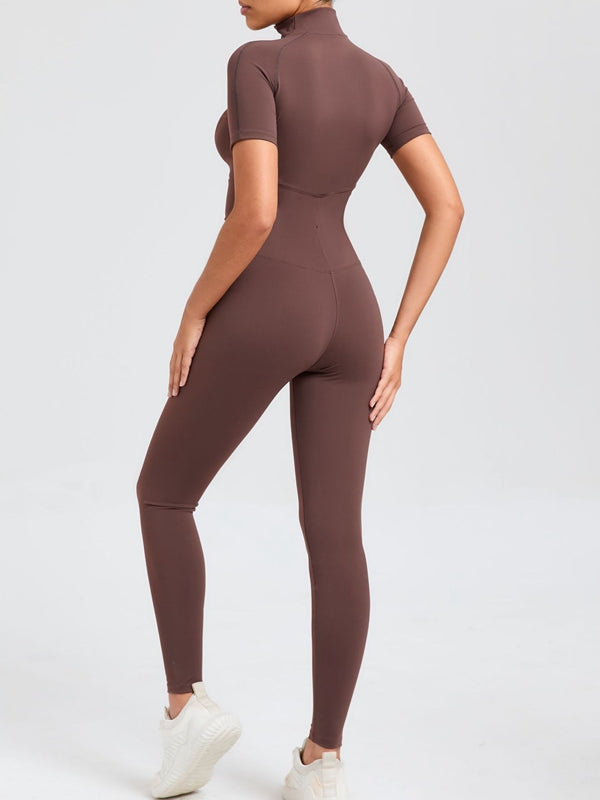ZASUWA Women's Stand Collar Zipper Jumpsuit - Stylish One-Piece Outfit for Casual Wear, Office, and Evening Events