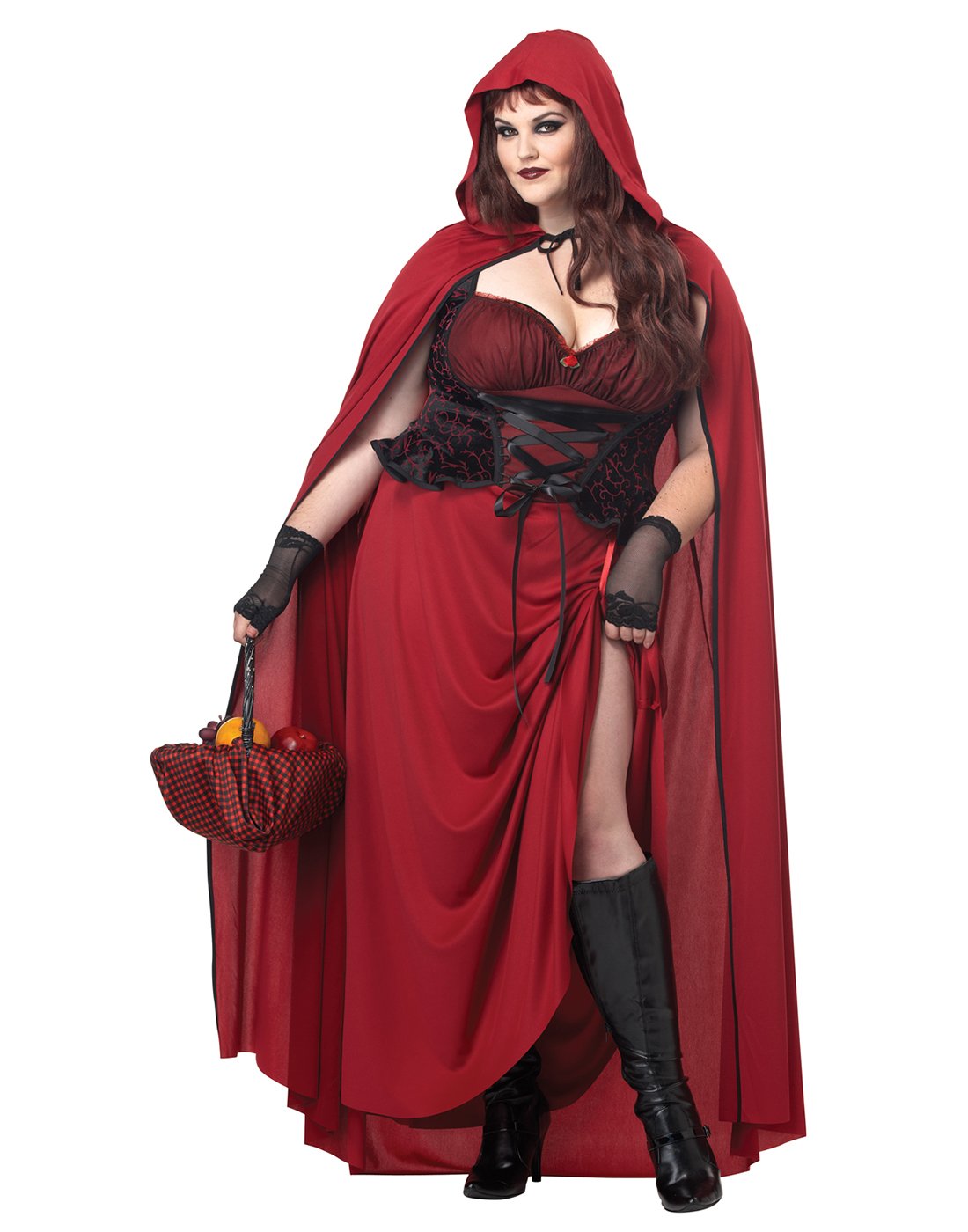 Plus Size Dark Red Riding Hood Costume for Women - Elegant Halloween, Cosplay & Fairy Tale Party Outfit