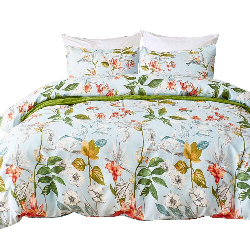TOPCHANCES Botanical Printed Comforter Set - 100% Microfiber Bedding Set (Twin, Color #7988) | Soft & Breathable Duvet Cover for Kids, Teens & Guest Rooms | Perfect for Spring & Summer Bedding