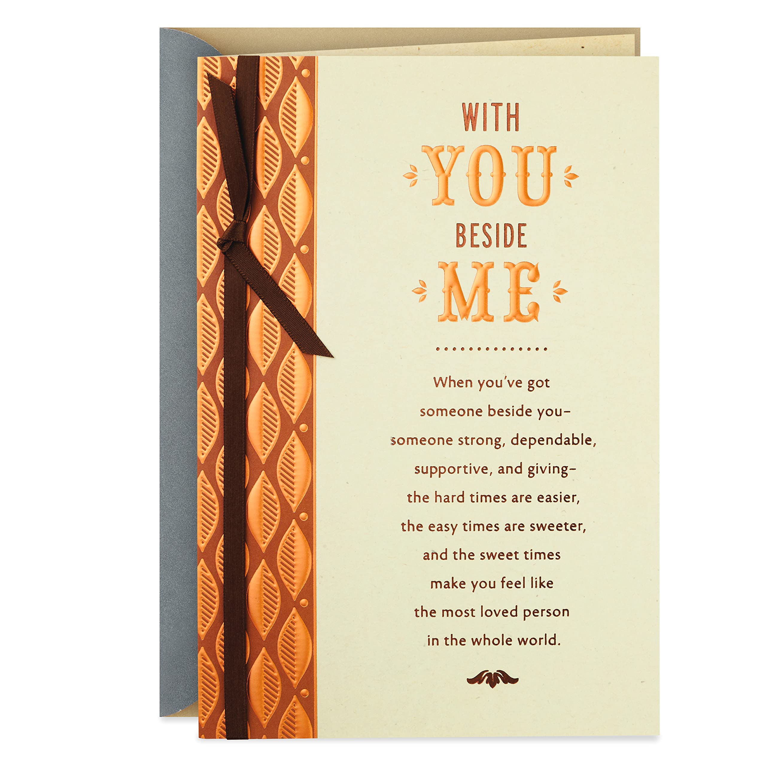 Hallmark Romantic Birthday Card - Gold & Green Leaf Design | Birthday Card for Husband - Plaid & Floral Pattern | Perfect for Anniversaries, Valentine's Day & Special Occasions