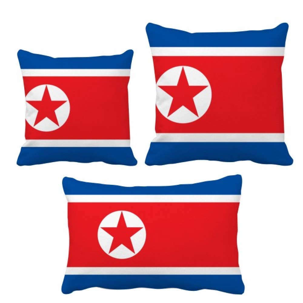 DIYthinker North Korea National Flag Asia Country Throw Pillow Set - 18x18 Inch Decorative Cushion Covers for Sofa, Bed, Chair - Perfect for Home Decor, Living Room, Dorm, Gift Idea