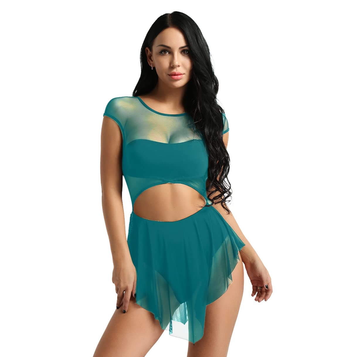 Women's Lyrical Ballet Leotard - Contemporary Dance Costume with Mesh Design for Latin & Modern Dance - Perfect for Dance Classes, Performances and Recitals