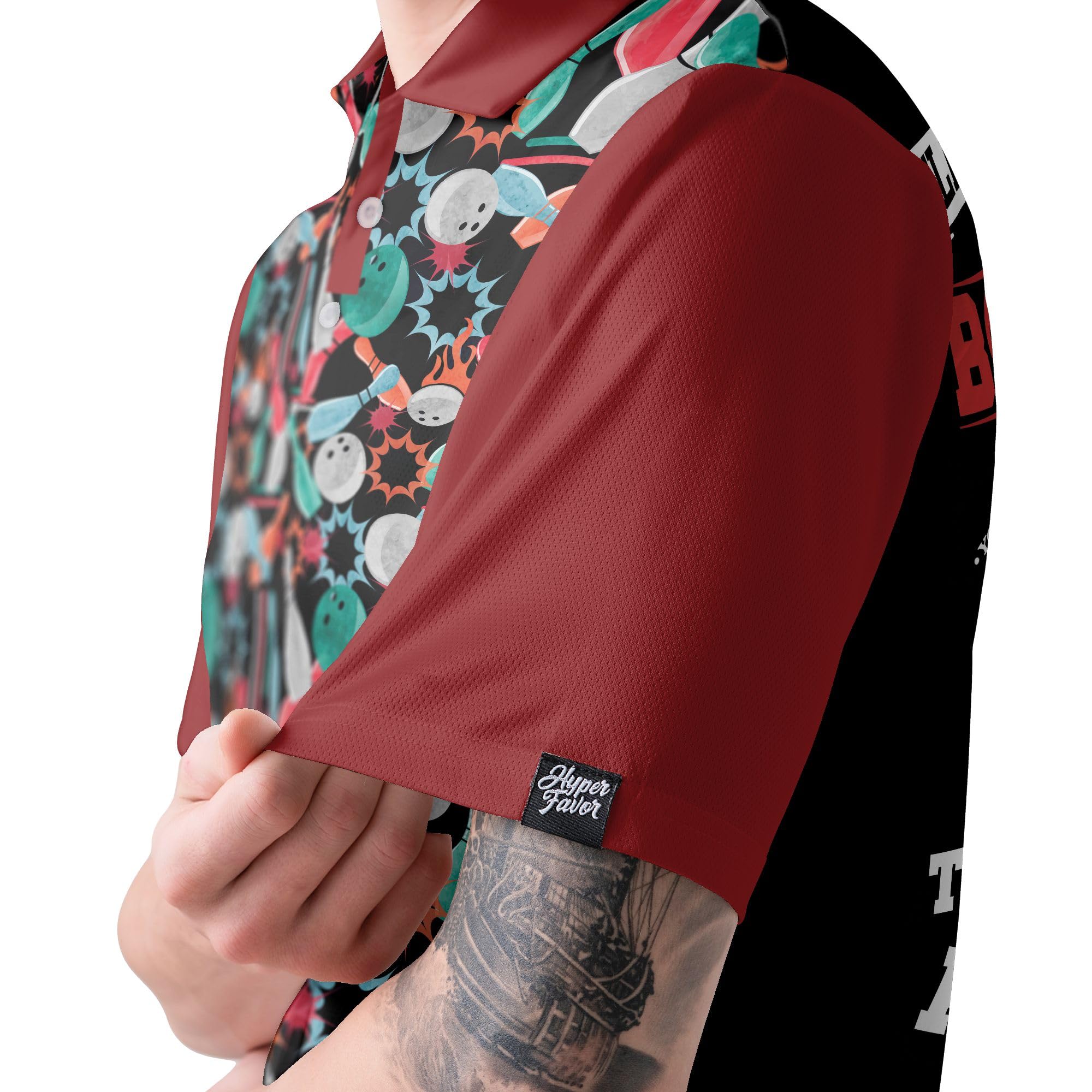 HYPERFAVOR Smart Bowling Polo Shirts for Men - Breathable Short Sleeve Performance Polo Set of 4 - Perfect for Bowling Leagues, Tournaments & Casual Wear