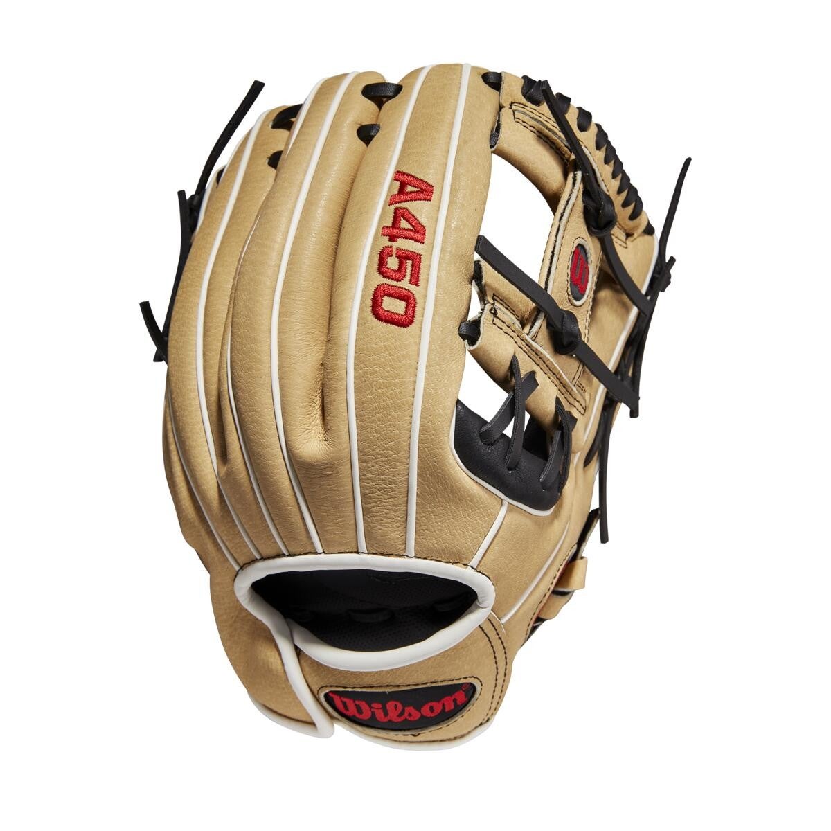 Wilson A450 Youth Baseball Glove 11.5 Inch - Left & Right Hand Options - Premium Leather for Young Players - Perfect for Little League, Practice & Training