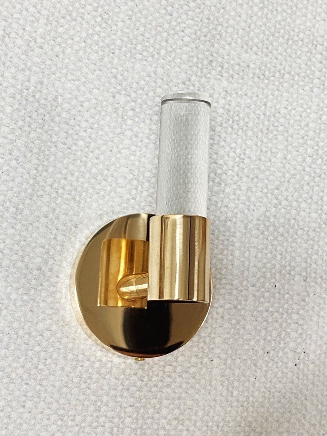 Unlacquered Polished Brass Lauren Lucite Wall T-Shaped Hook - Vintage Style Coat Hanger for Entryway, Bathroom & Bedroom Organization