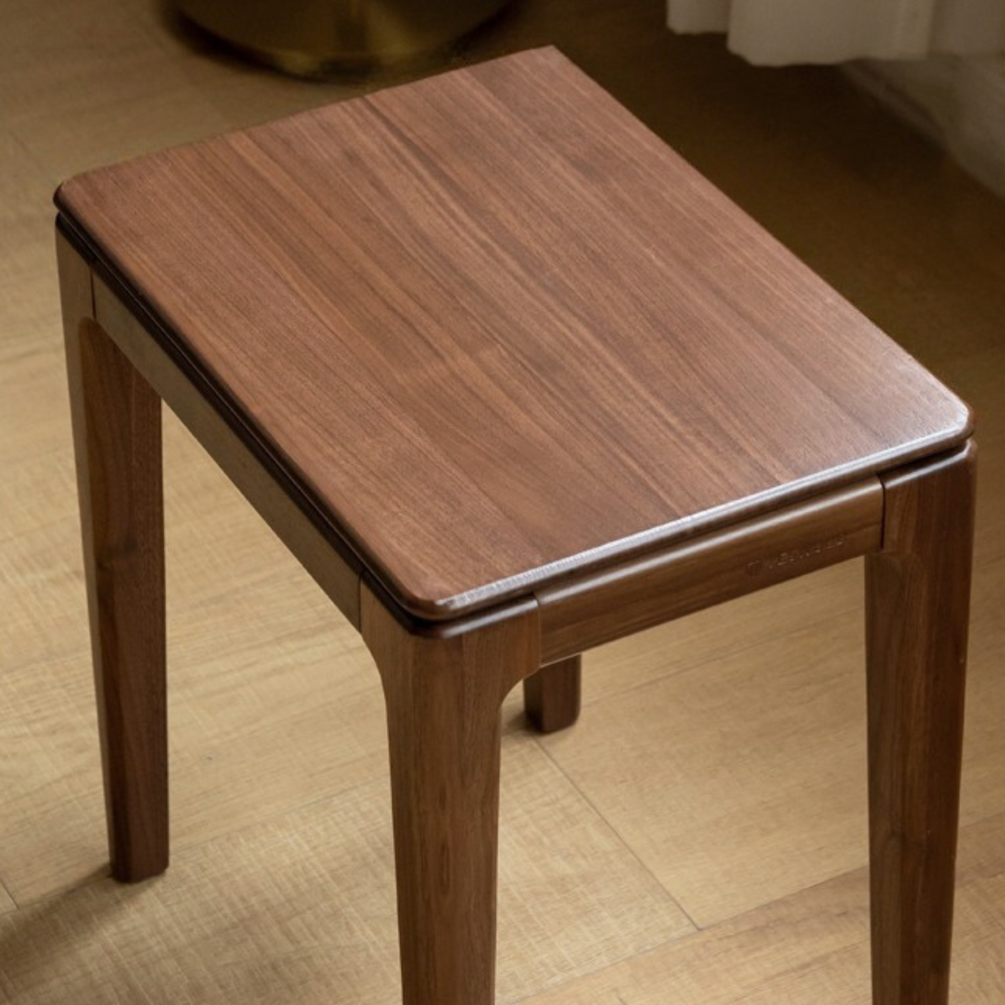 Black Walnut Solid Wood Makeup Stool - Durable Vanity Seat with Cushion for Bedroom, Dressing Room & Beauty Salon | Natural Wooden Stool for Makeup, Hair Styling & Relaxation