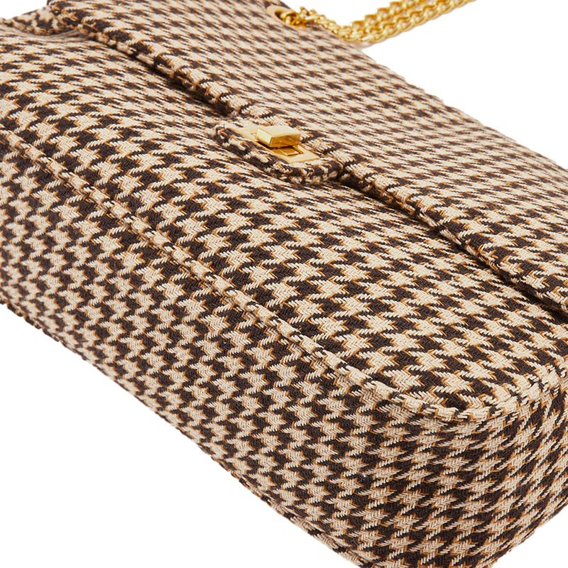 Women's Fashion Tweed Plaid Crossbody Bag with Adjustable Metal Chain Strap - Stylish Shoulder Purse for Work, Travel & Daily Use