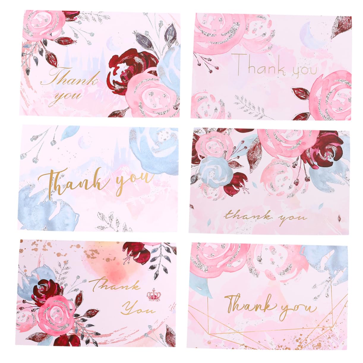 FUNOMOCYA 6 Sets Pink Thank You Cards - Bulk Greeting Cards with Blessings for Weddings, Baby Showers & Special Occasions