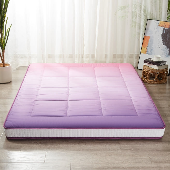 MAXYOYO 6-Inch Extra Thick Floor Futon Mattress - Square Quilted Design in Gradient Purple | Perfect for Guest Beds, Dorm Rooms & Small Space Living