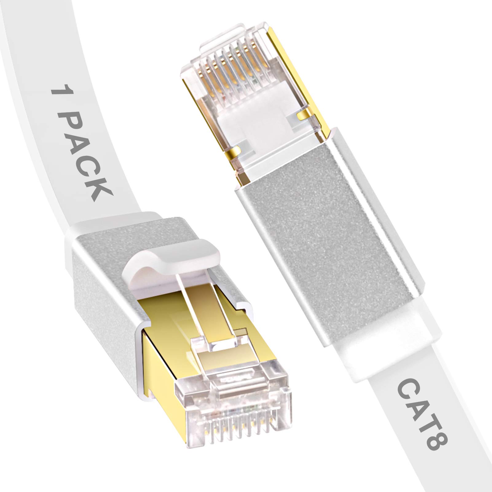 GLANICS Cat 8 Ethernet Cable 5FT - High Speed Flat Internet LAN Cable with RJ45 Connectors - for Gaming, Streaming & Home Office - Compatible with Modem, Router, PC, PS5, PS4, Laptop & Network Devices (White) - Perfect for Online Gaming & 4K Video Streaming
