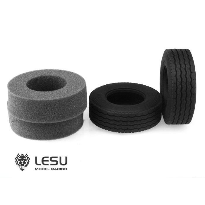 Upgraded 1Pair LESU Rubber Tires for 1/14 Scale RC Tractor Truck - Compatible with TAMIYA Model Cars, Hydraulic Dumper Trailers & Remote Control Tippers - Durable Off-Road Performance for RC Construction Vehicle Enthusiasts