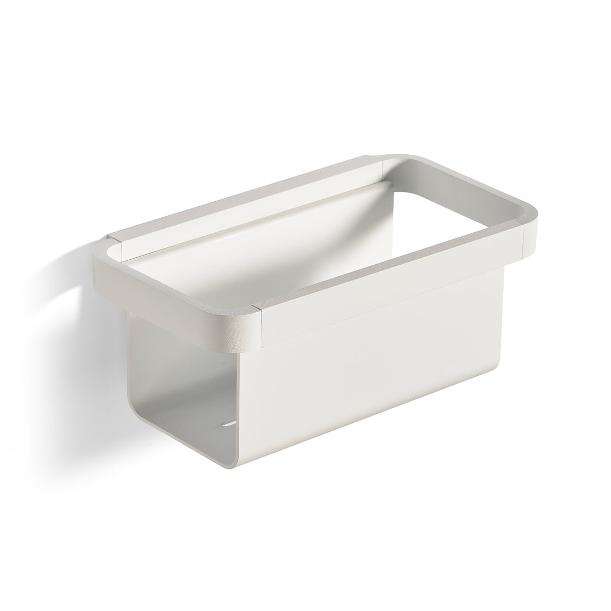 ZONE DENMARK Rim Shower Shelf with Basket - 8.7 x 4.3 x 3.5 Inches, White Bathroom Organizer - Perfect for Storing Shampoo, Soap & Bath Essentials in Showers