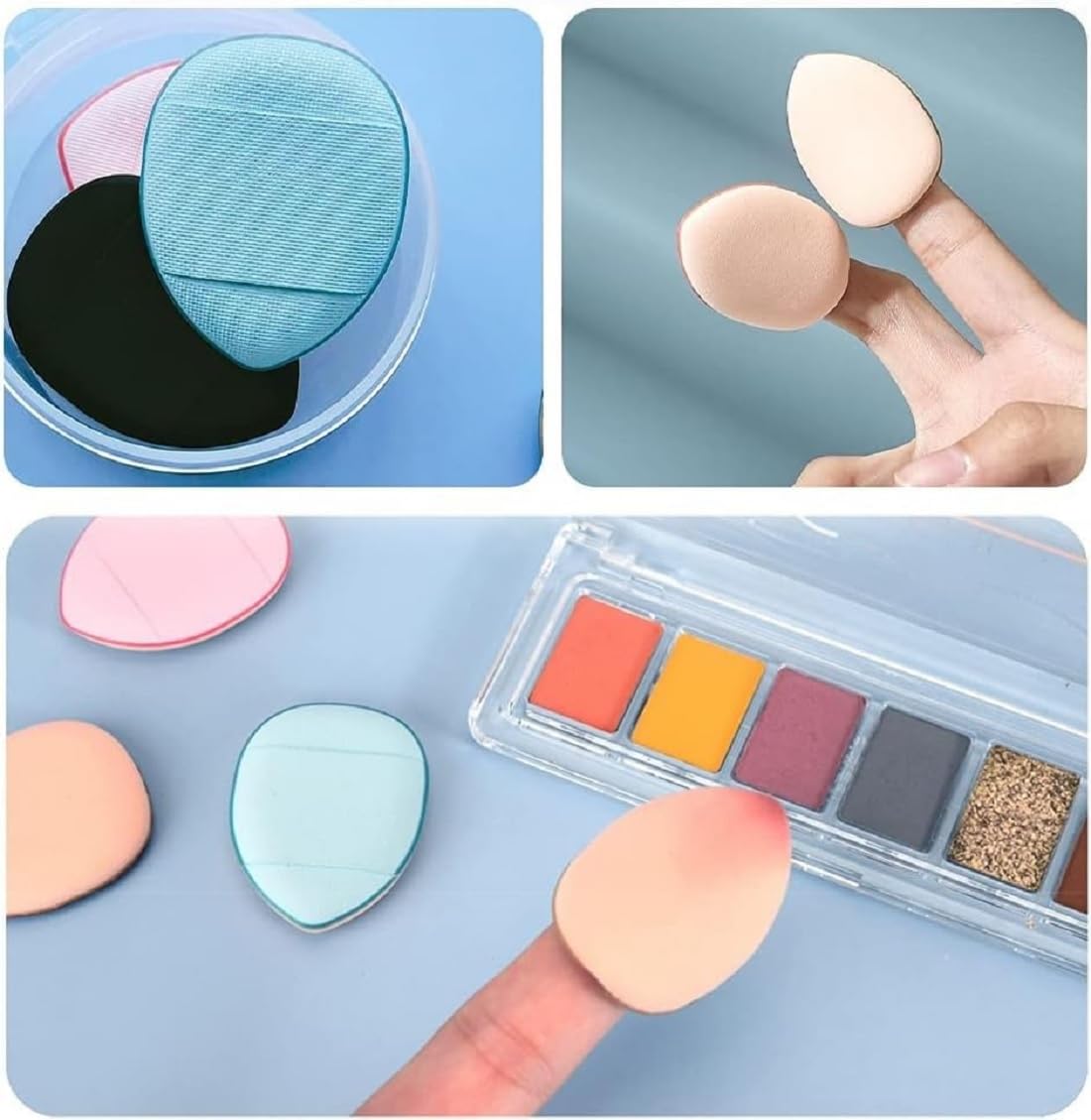 3Pcs Finger Powder Puff & Makeup Sponge Set - Soft Blender for Flawless Makeup Application