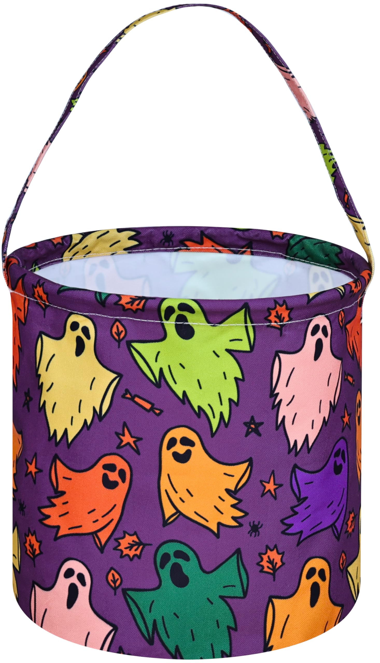 Happy Halloween Ghost Storage Basket - Collapsible Gift Bucket with Handles for Home, Office & Nursery Decor | Perfect for Trick-or-Treat Candy Storage & Seasonal Home Organization