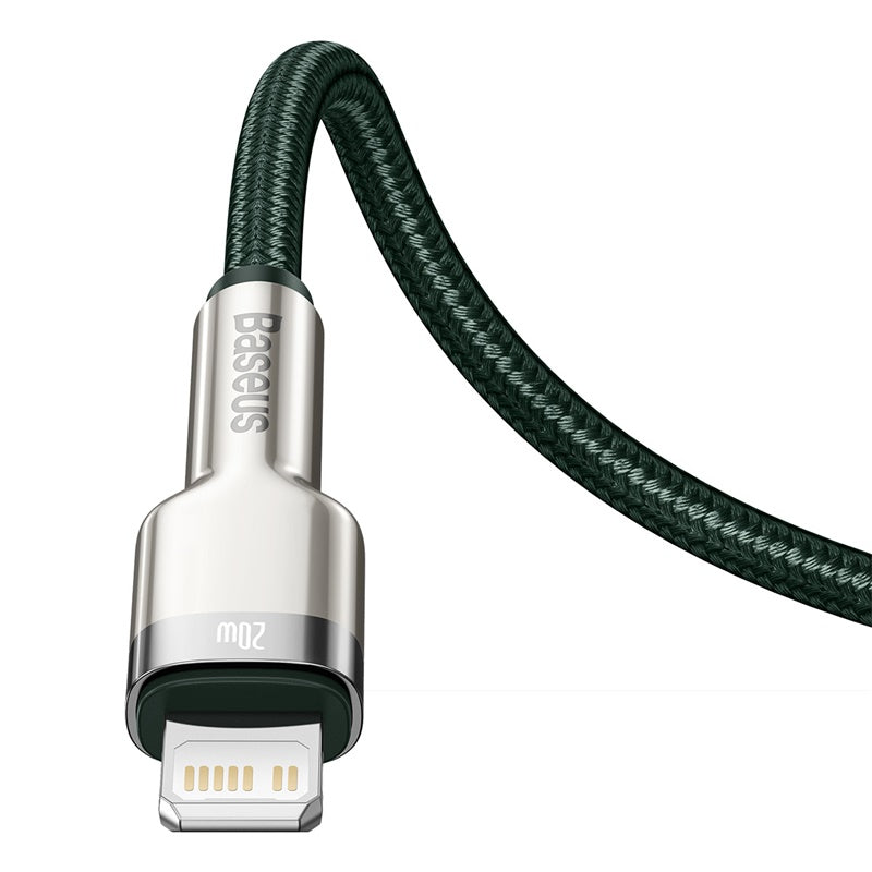 Baseus Cafule Premium 1M Green Metal Fast Charging Cable USB-C to Lightning 20W - Perfect for iPhone, iPad & Quick Charging at Home, Office or Travel