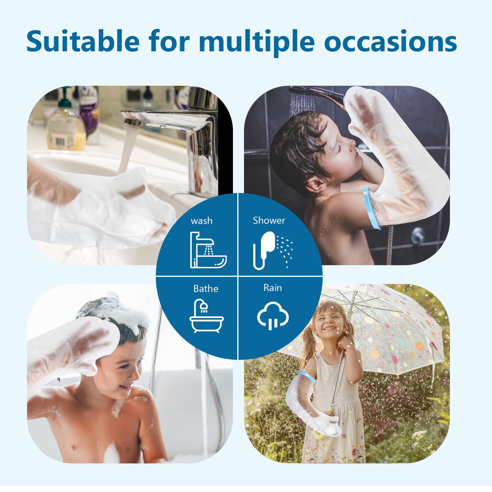 Waterproof Arm Cast Cover for Kids & Teens - Long Full Arm Shower Protector with Comfortable Watertight Seal - Reusable Post-Surgery Shower Sleeve for Bathing & Swimming Protection