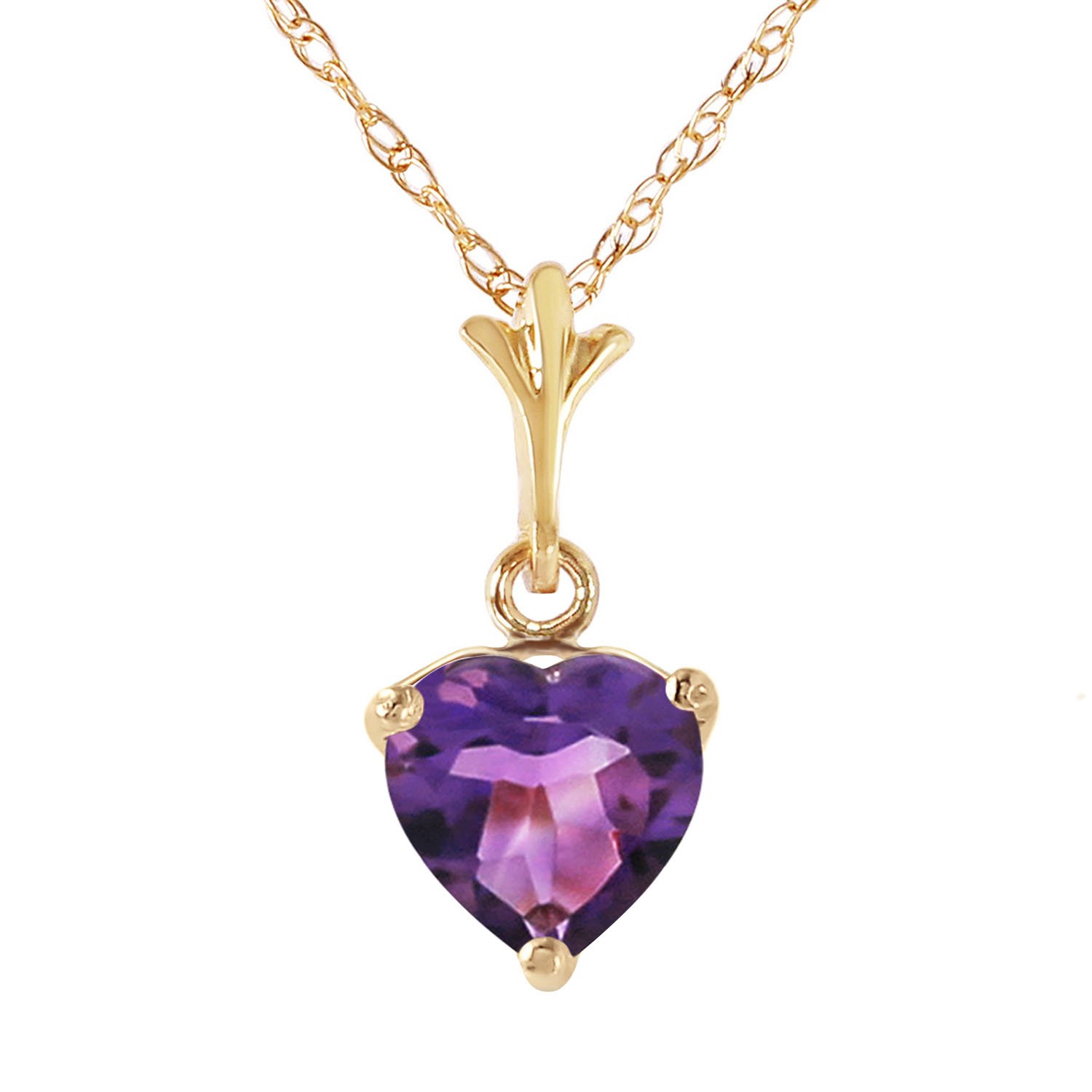 14K Solid Yellow Gold Heart Pendant Necklace with 1.15 Carat Natural Purple Amethyst | GG Galaxy Gold Jewelry | Perfect for Valentine's Day Gift, Anniversary Present & Romantic Occasions