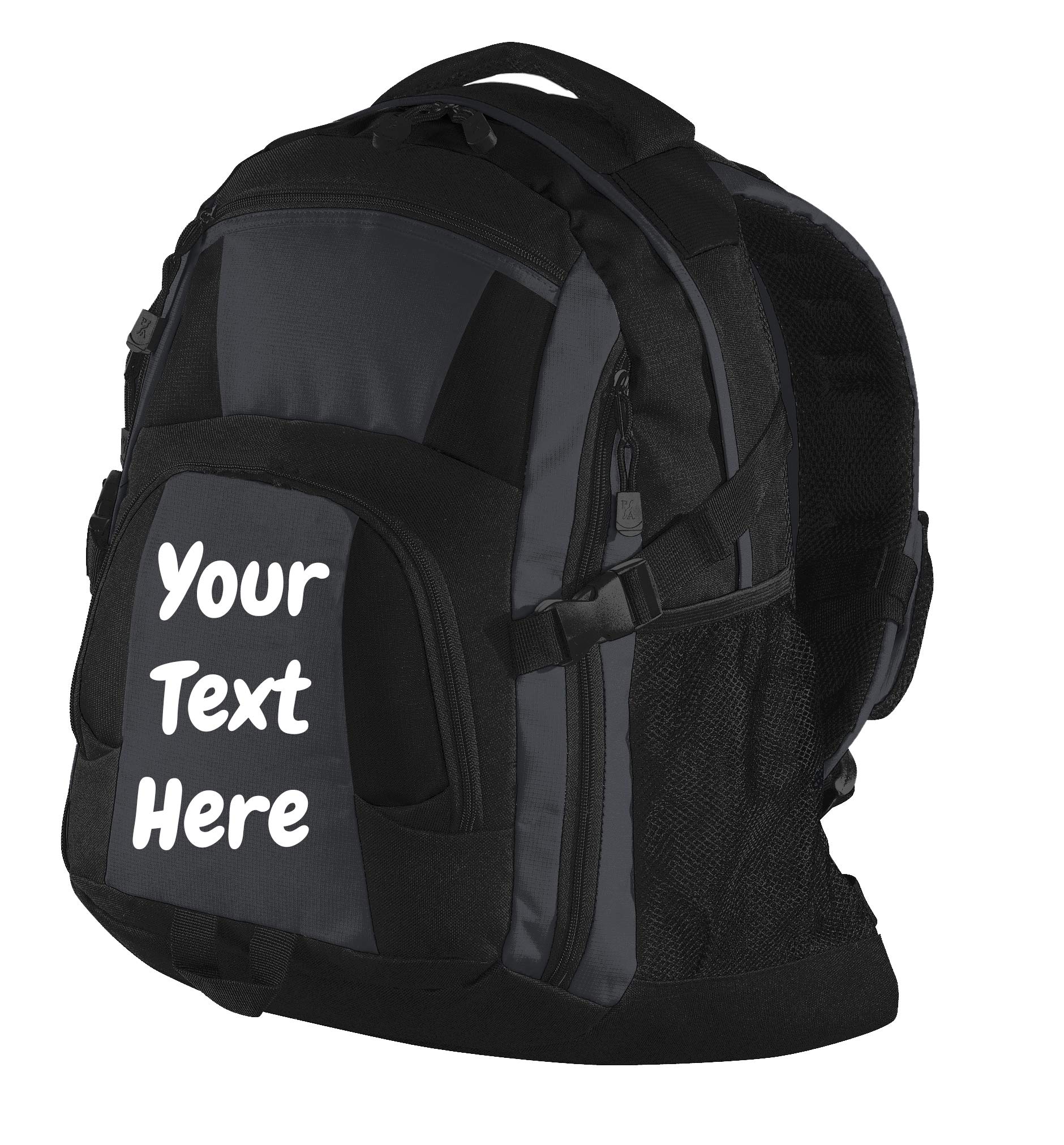 Custom Monogrammed Urban Backpack - Personalized Embroidered School Book Bag for Men & Women (Black/Gray/Black) | Perfect for College, Work & Travel Accessories