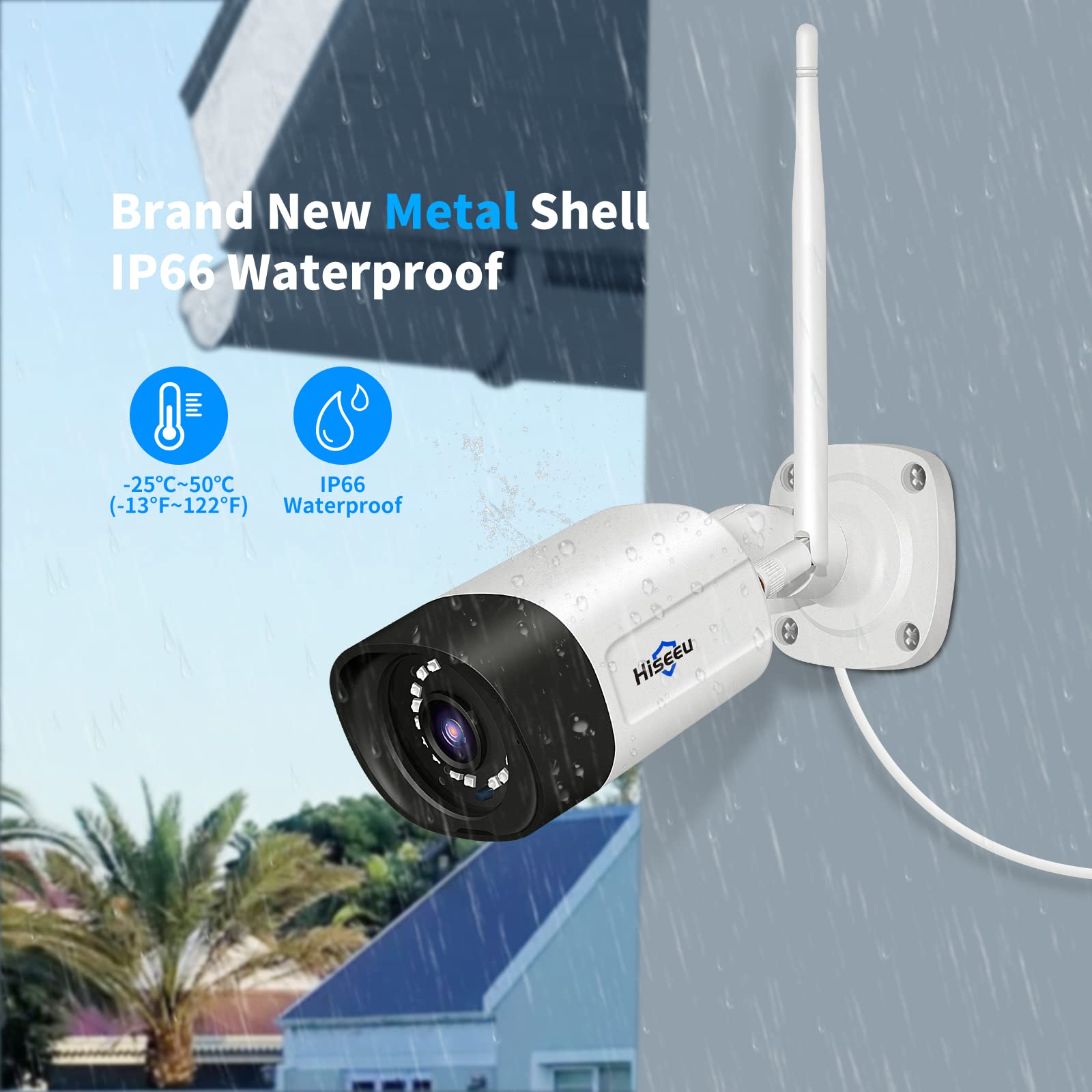 Hiseeu 5MP Outdoor Security Camera with 2-Way Audio, Waterproof WiFi IP Camera, Night Vision & Motion Detection, Remote Access for iOS/Android/PC - Ideal for Home Surveillance, Backyard Monitoring, and Business Security
