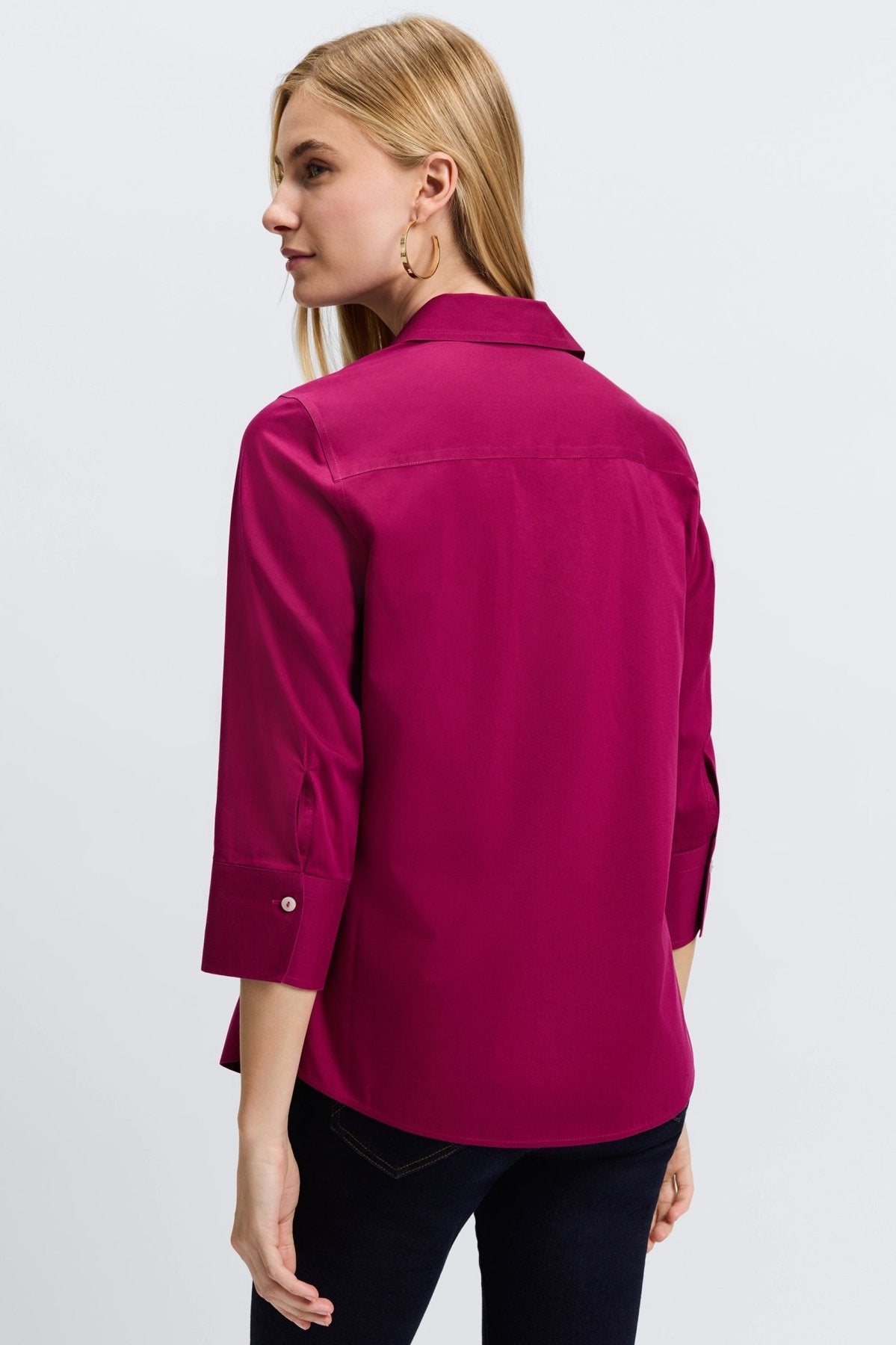 Mary No Iron Stretch 3/4 Sleeve Shirt - Wrinkle-Free Comfort Blouse for Women - Perfect for Office, Travel & Casual Wear