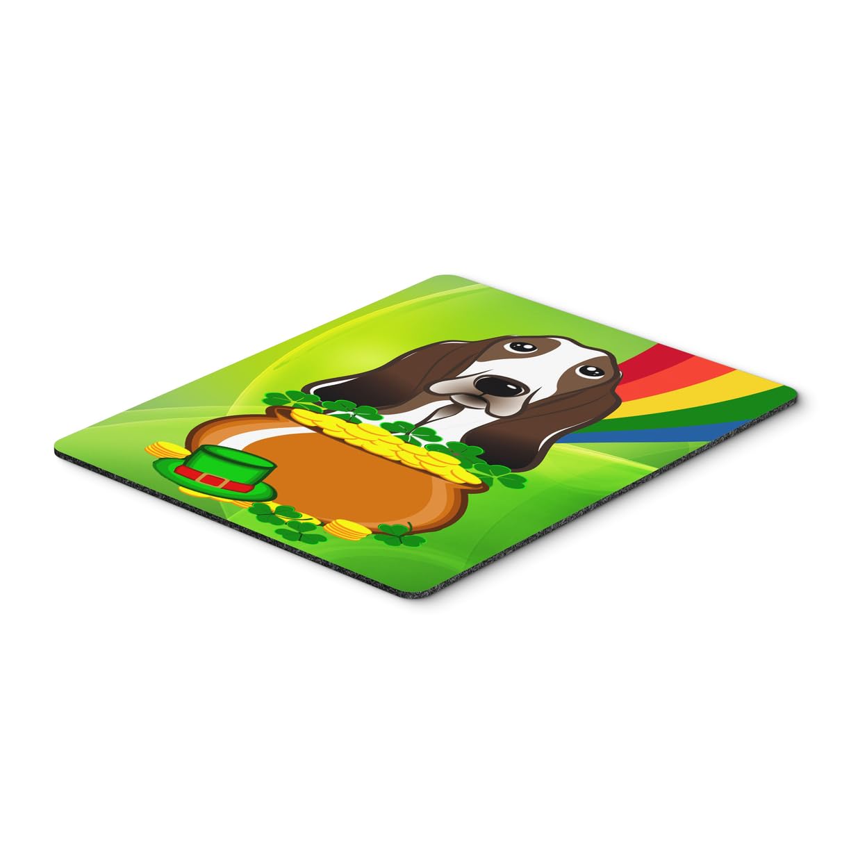 Caroline's Treasures BB1987MP Basset Hound St. Patrick's Day Mouse Pad - Large Washable Non-Slip Desk Mat for Office, Gaming & Home Computer Use - Perfect Gift for Dog Lovers & St. Patrick's Day Decor