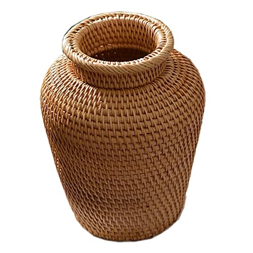 Handwoven Rattan Vase - Boho Chic Home Decor for Plants & Flowers | Perfect for Tabletop Display, Living Room Decor, and Indoor Gardening Accessories