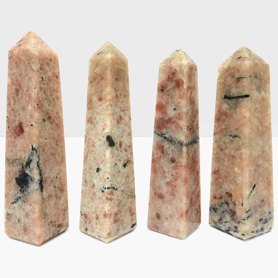 Natural Polished Sunstone Obelisk Tower Point - Healing Crystal for Decorative Display, Home or Office Feng Shui Accent (12cm) | Meditation, Reiki Energy, Gift Idea