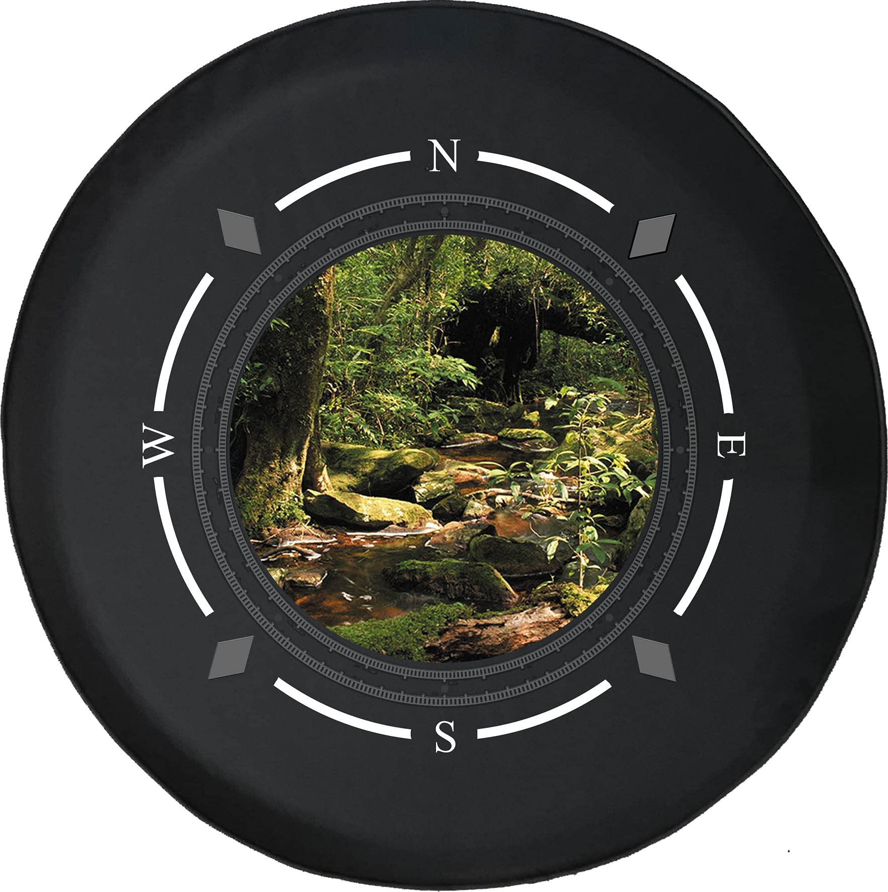 Premium American Unlimited Spare Tire Cover with Compass & Peaceful Stream Design - Universal Fit for SUVs, Trailers, RVs & Most Vehicles | Durable Outdoor Protection for Camping & Road Trips