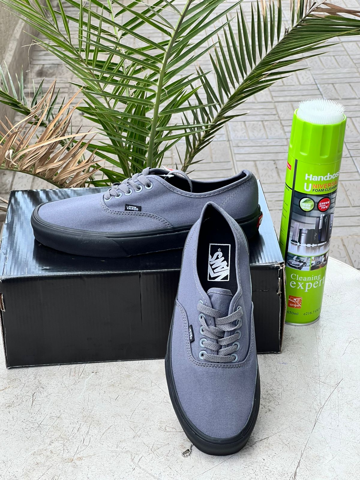 Vans Grey Canvas & Black Sole Sneakers - Classic Low Top Skate Shoes for Men & Women - Perfect for Casual Wear, Street Style & Skateboarding