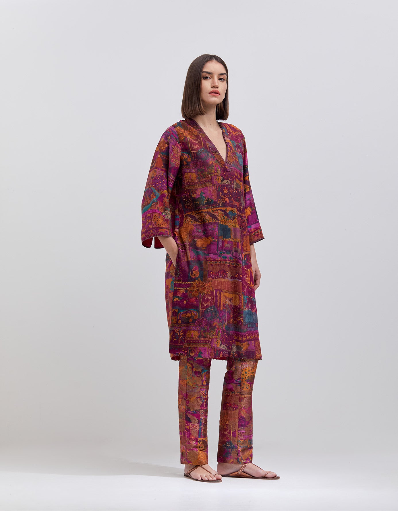 Elegant Purple Silk Pintuck Damini Kurta for Women | Traditional Indian Ethnic Wear | Perfect for Festivals, Weddings & Special Occasions