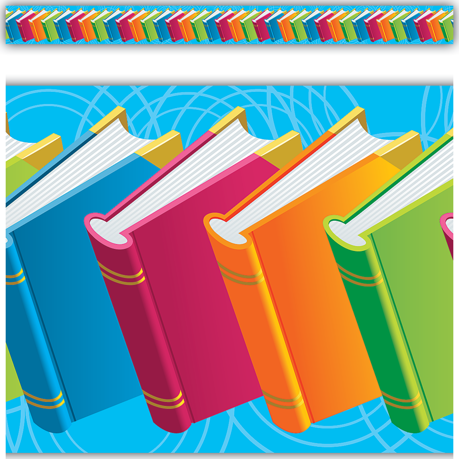 Books Straight Border Trim - Decorative Classroom & Office Bulletin Board Borders for Teachers & Students | Perfect for School, Home, and Office Decor