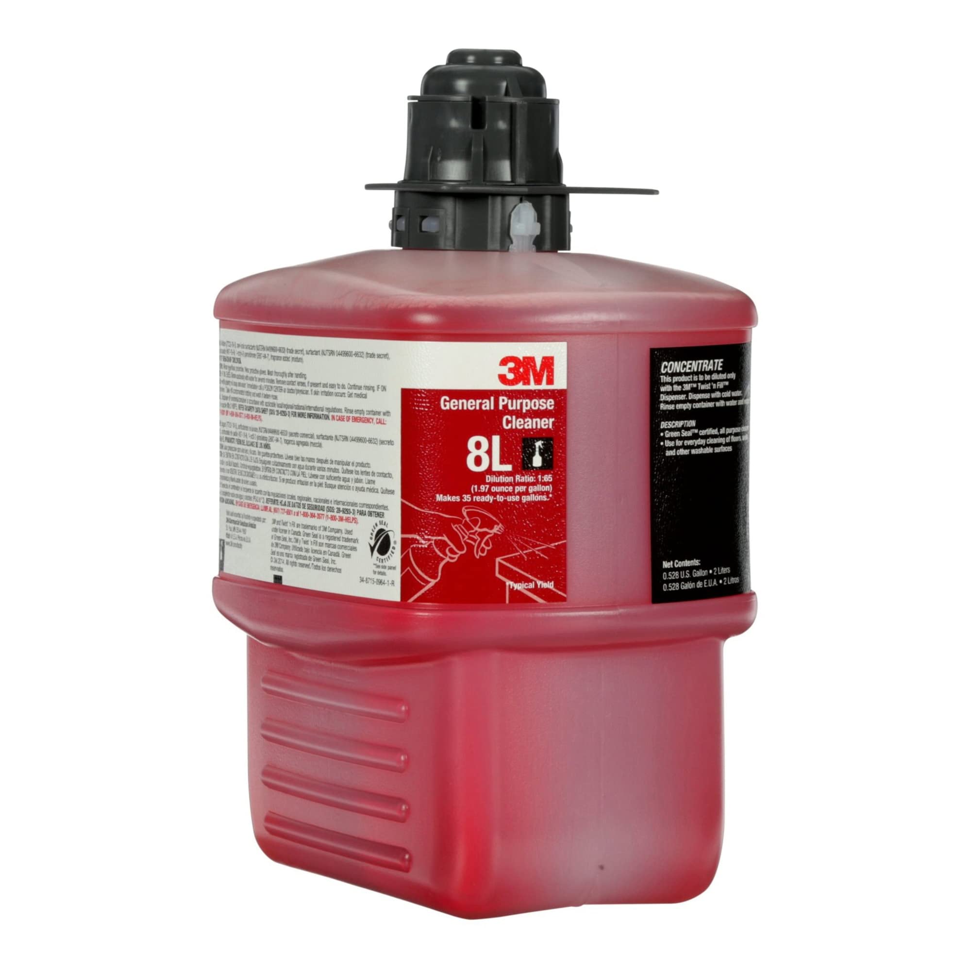 3M™ 8L Concentrated All-Purpose Cleaner (2 Liters) - Heavy-Duty Degreaser for Industrial, Commercial & Home Use - Perfect for Floors, Walls, Equipment & Surfaces