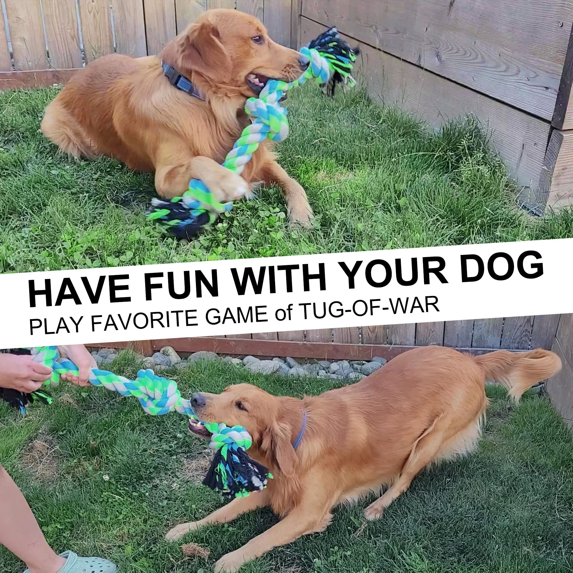 PrimePets Indestructible Dog Rope Toys for Aggressive Chewers - Durable Chew Toys for Large & Medium Dogs - Interactive Tug of War Toy for Teeth Cleaning - Perfect for Playtime, Training & Dental Health