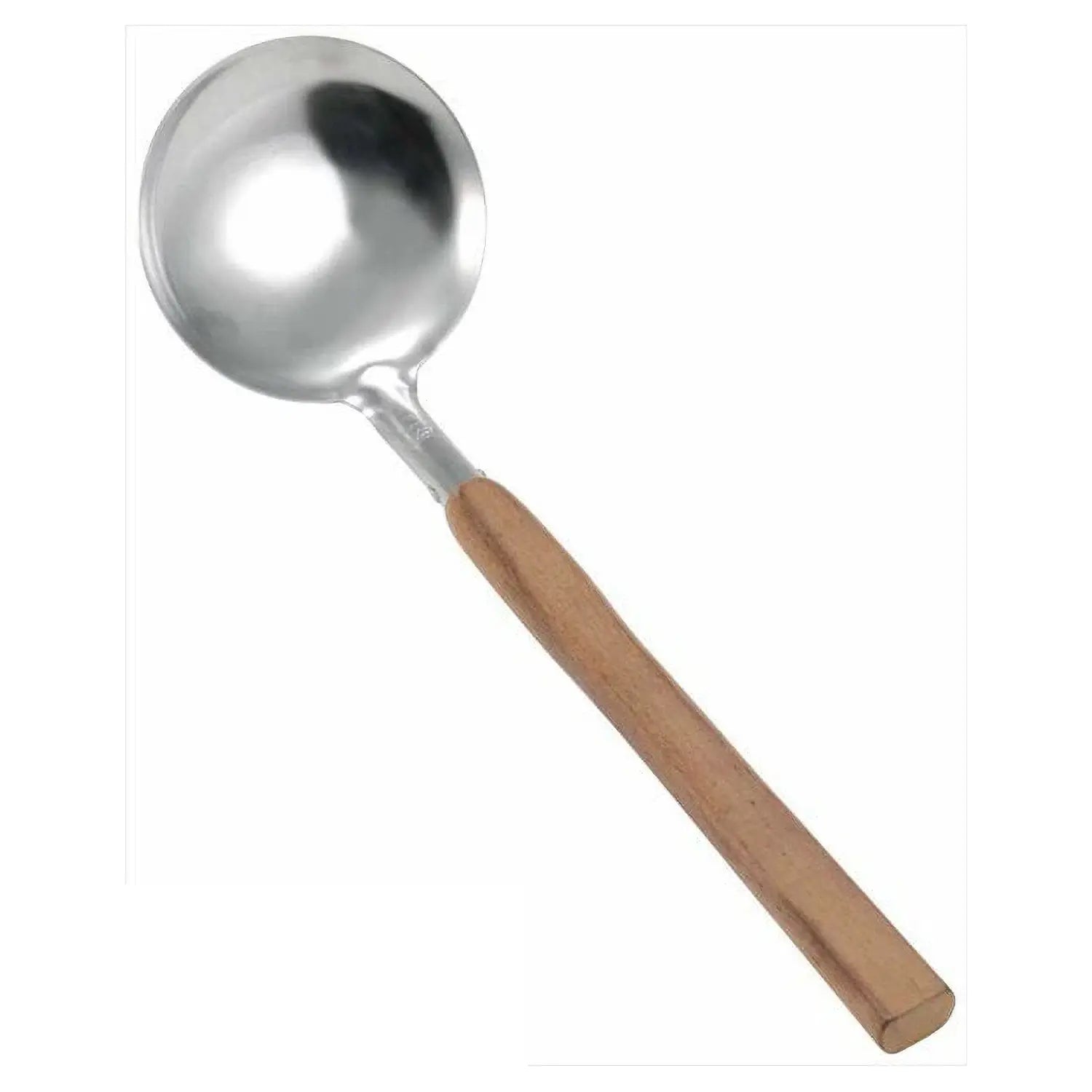 Premium Stainless Steel Ladle with Ergonomic Wooden Handle - Durable Soup Spoon for Cooking, Serving & Kitchen Use - Perfect for Soups, Stews, Sauces & More