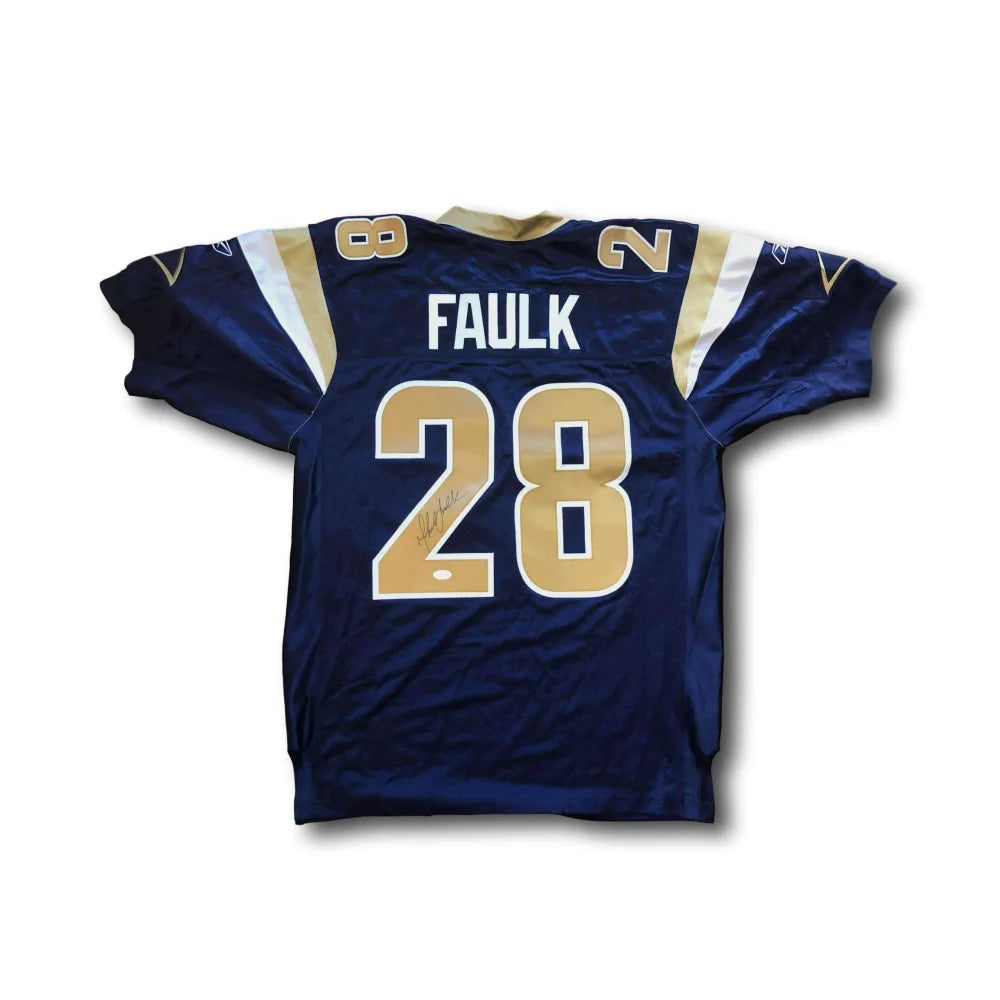 Marshall Faulk Autographed St. Louis Rams Jersey with JSA COA - Authentic NFL Football Memorabilia for Collectors and Sports Fans - Perfect for Man Cave, Sports Room Decor, or Gift for Rams Fans