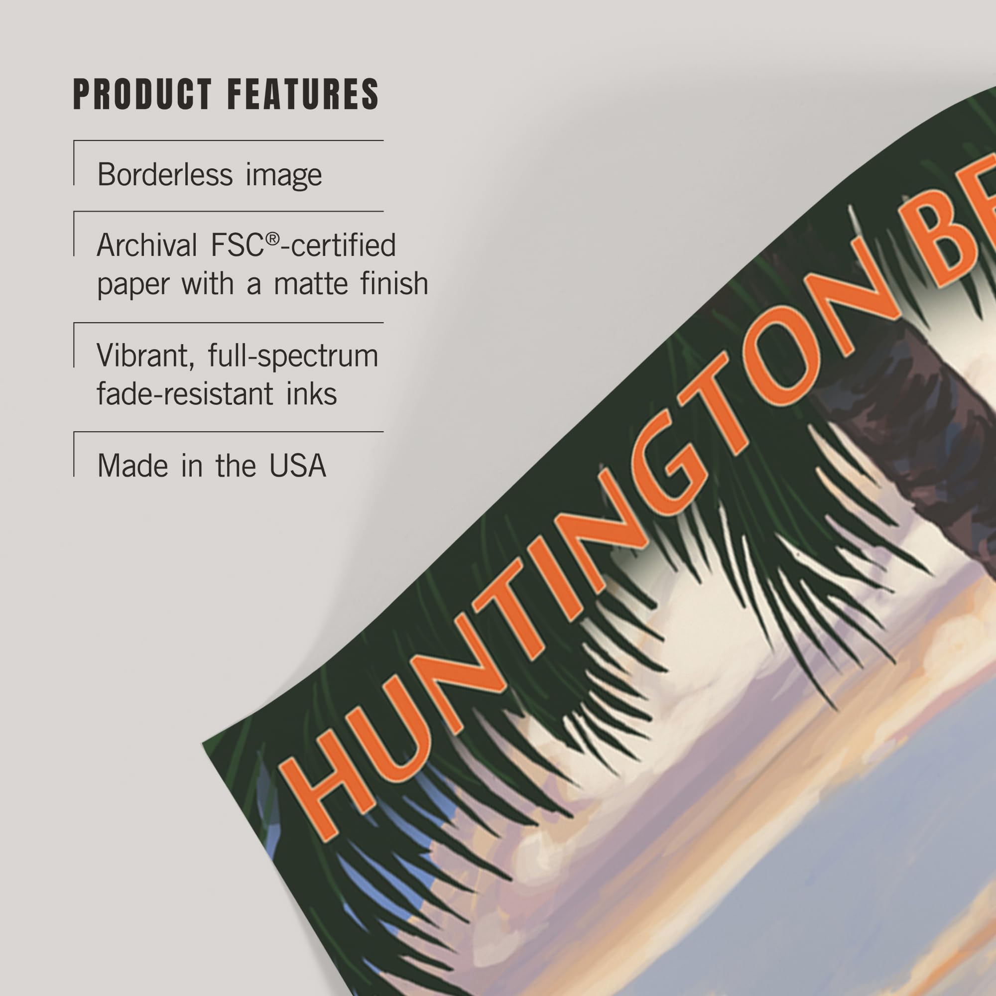 Lantern Press 36x54 Inch Giclee Art Print - Huntington Beach California Sunset with Adirondack Chairs - Premium Wall Decor for Living Room, Bedroom & Office