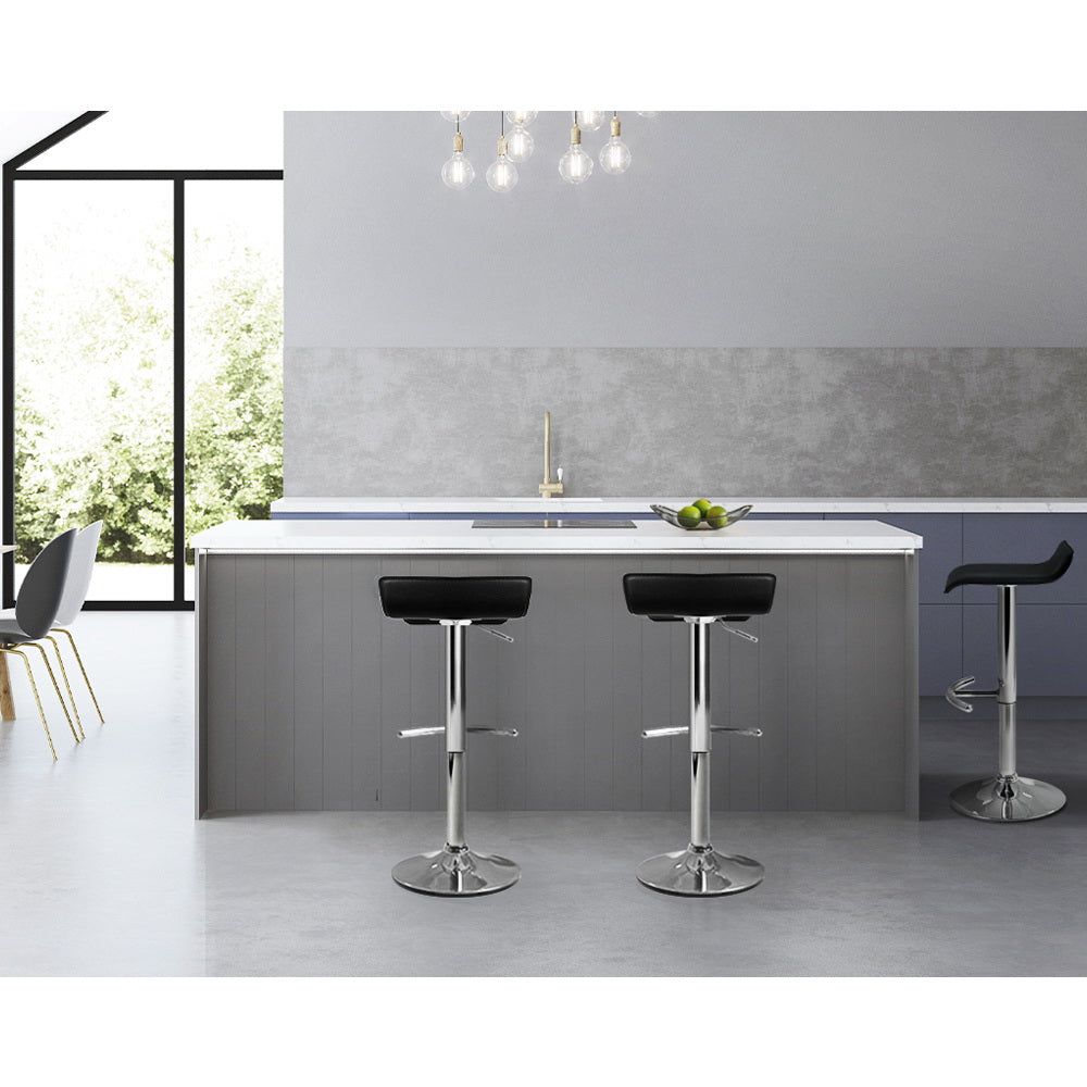 Adjustable Height Bar Stools with Gas Lift Mechanism - Set of 2 Black Counter Stools for Kitchen Island, Breakfast Bar & Home Decor