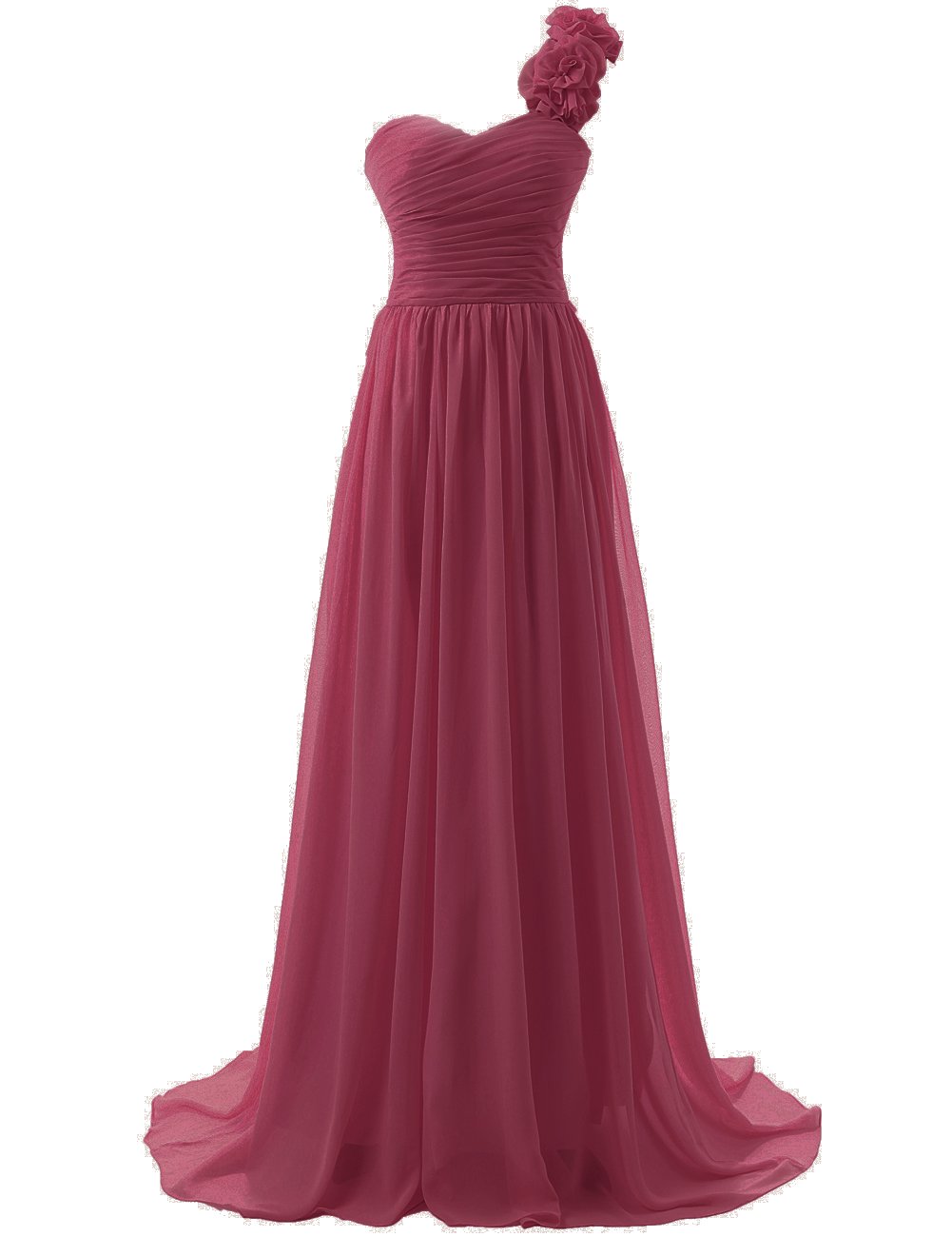 JAEDEN Elegant One Shoulder Long Chiffon Bridesmaid Dress with Pleat Details - Perfect for Prom, Wedding Party & Formal Evening Events
