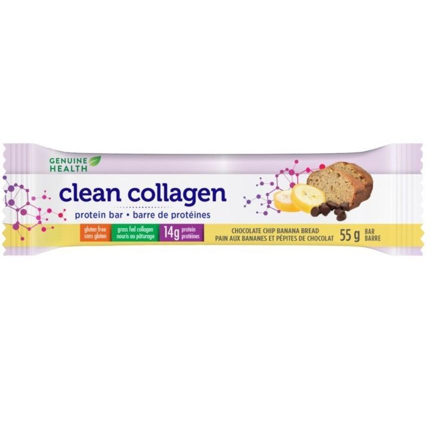 Genuine Health Clean Collagen Protein Bar - Chocolate Chip Banana Bread Flavor (55g) | High Protein Snack for Weight Loss, Muscle Recovery & On-the-Go Nutrition
