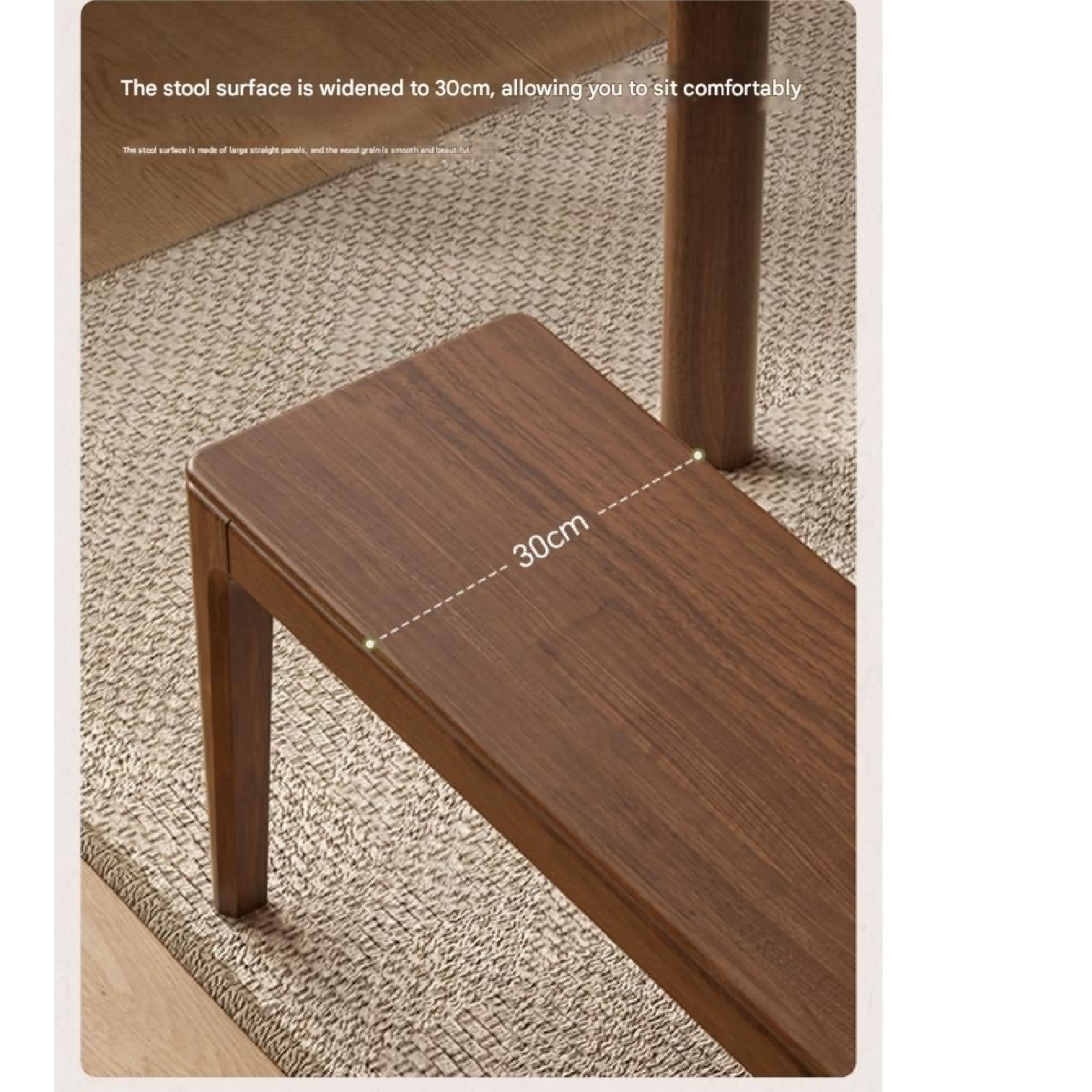 Black Walnut Solid Wood Nordic Long Bench - Modern Entryway & Dining Room Seating - Perfect for Hallway, Bedroom, and Living Room Decor