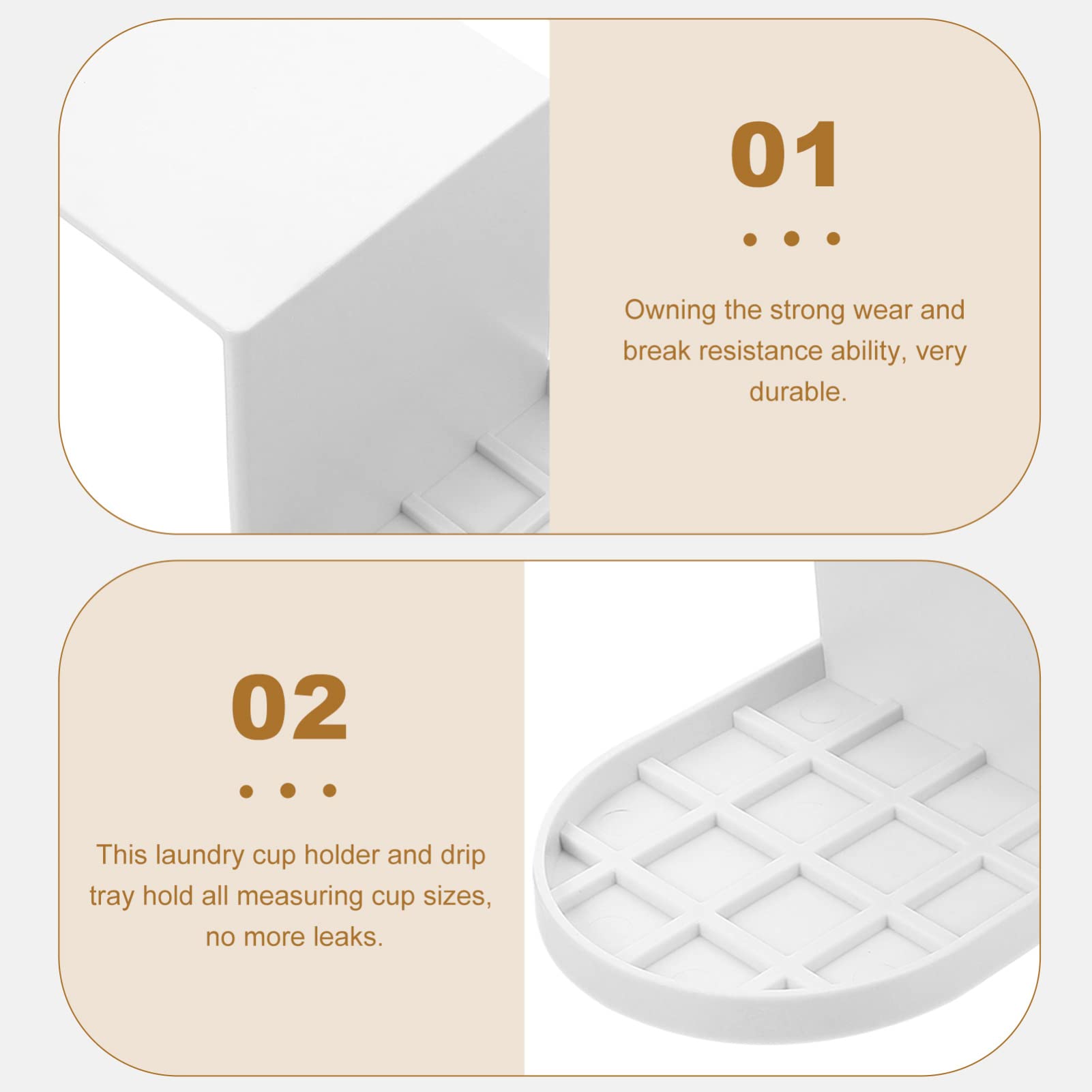 2-Pack Laundry Cup Holder & Soap Dispenser Tray - Plastic Drip Catcher for Washing Machine - Perfect for Laundry Room Organization & Drip-Free Detergent Storage
