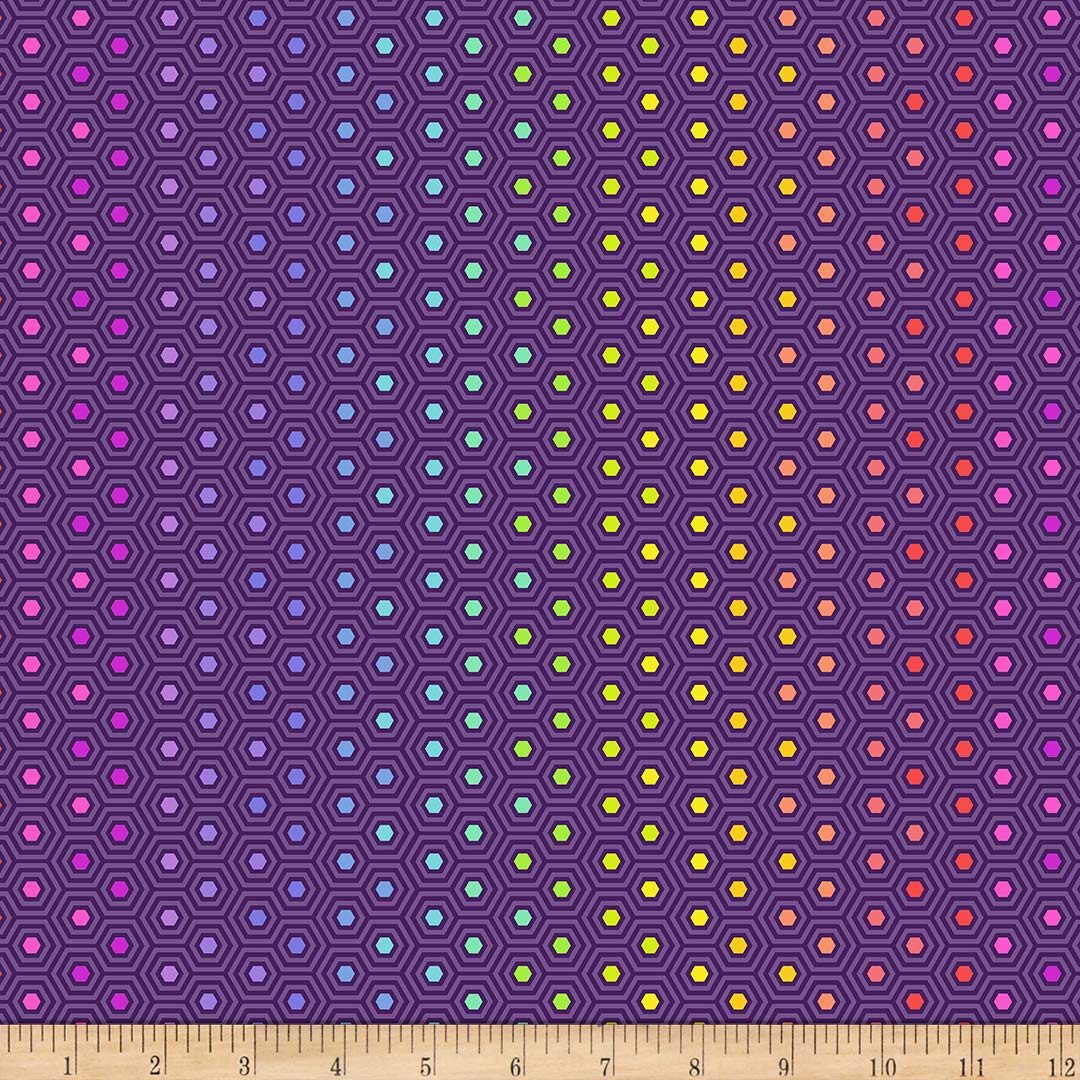 Tula Pink True Colors Hexy Rainbow Starling Fabric by the Yard - Premium Cotton Quilting Material for DIY Sewing, Quilting & Craft Projects