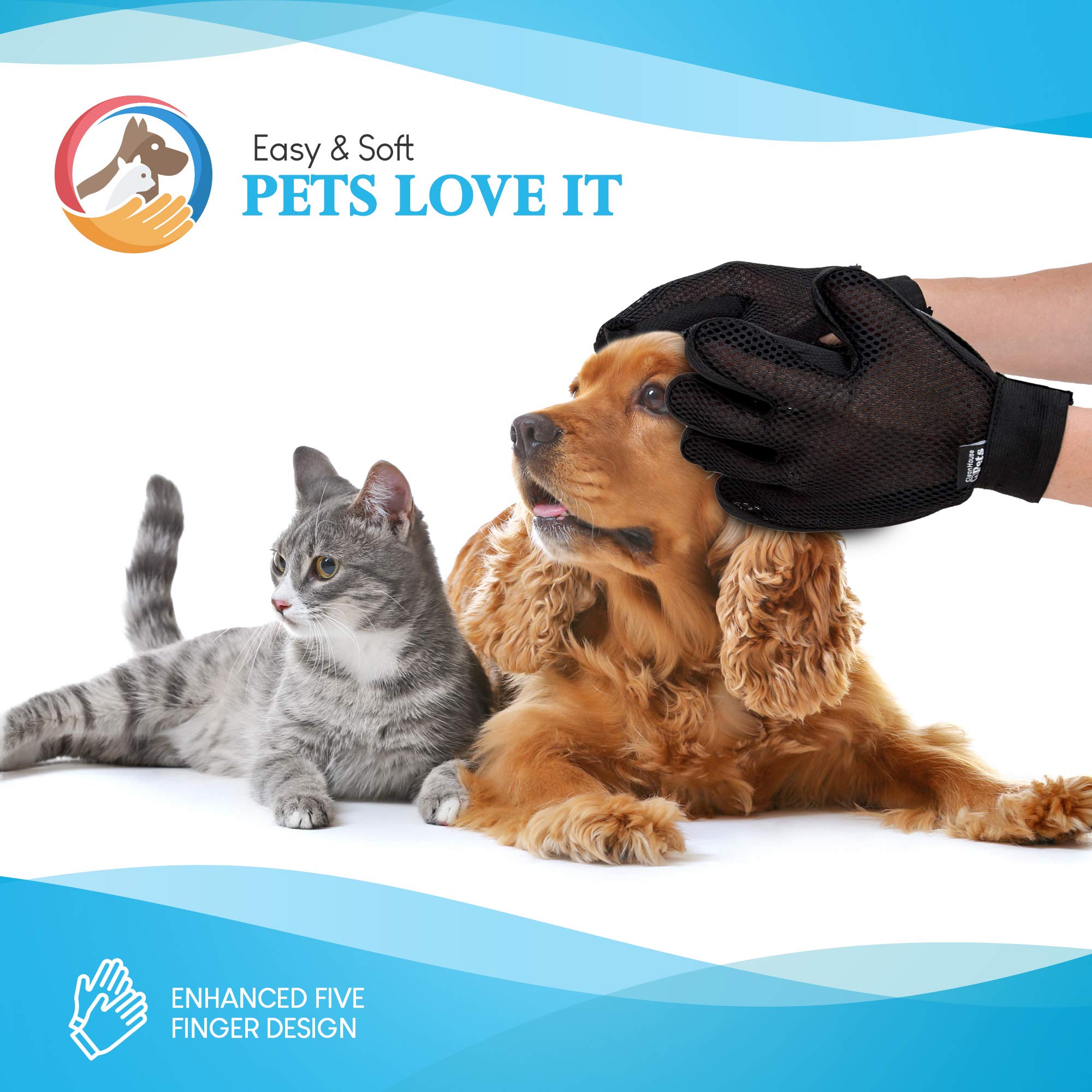 Right Hand Pet Hair Remover Glove - Gentle Deshedding Brush for Dogs, Cats & Horses | Machine Washable Grooming Tool for Long & Short Hair | Perfect for Home Grooming & Shedding Control