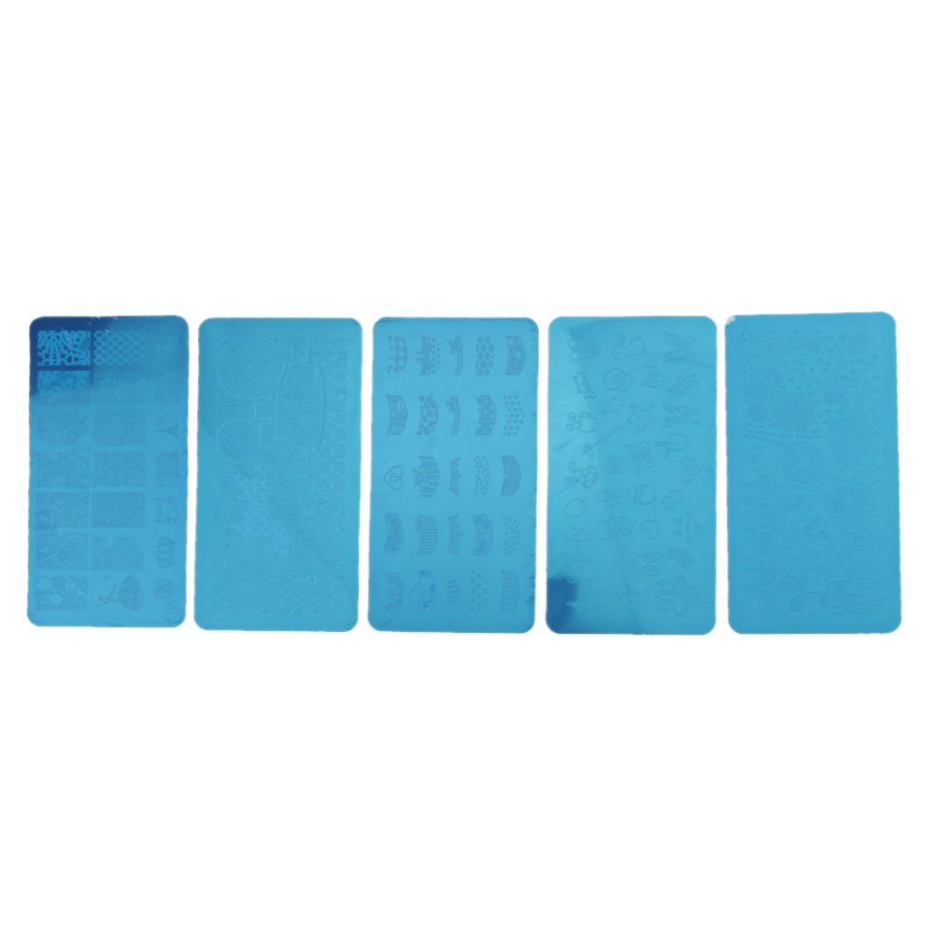 5-Piece Nail Art Stamping Plates Set - Professional Manicure Image Templates with 5 Unique Designs (#1-5) for Salon & DIY Nail Designs at Home | Perfect for French Tips, Floral Patterns & Holiday Nail Art