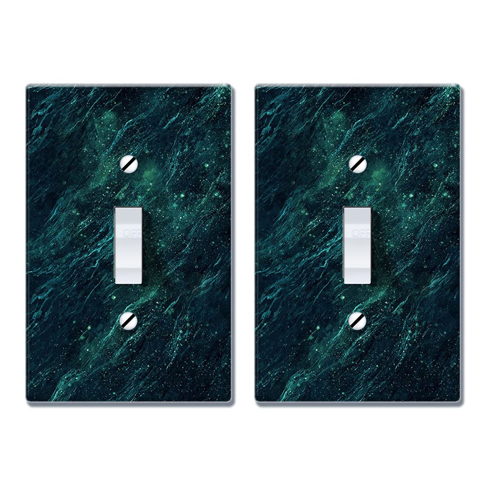 WIRESTER Single Gang Toggle Light Switch Plate Cover - Green Marble Wall Plate (2-Pack) for Home, Office & Commercial Decor